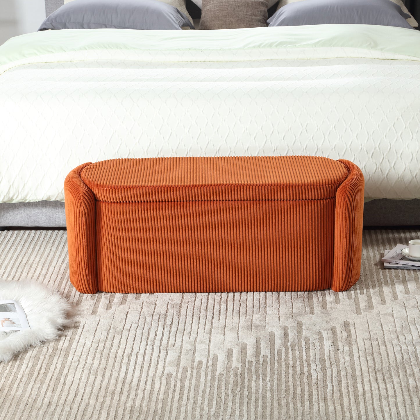 Calista Contemporary Upholstered Storage Ottoman