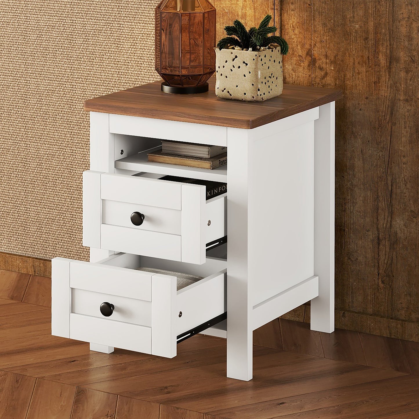 Warmsprings Modern Farmhouse Wooden Nightstand