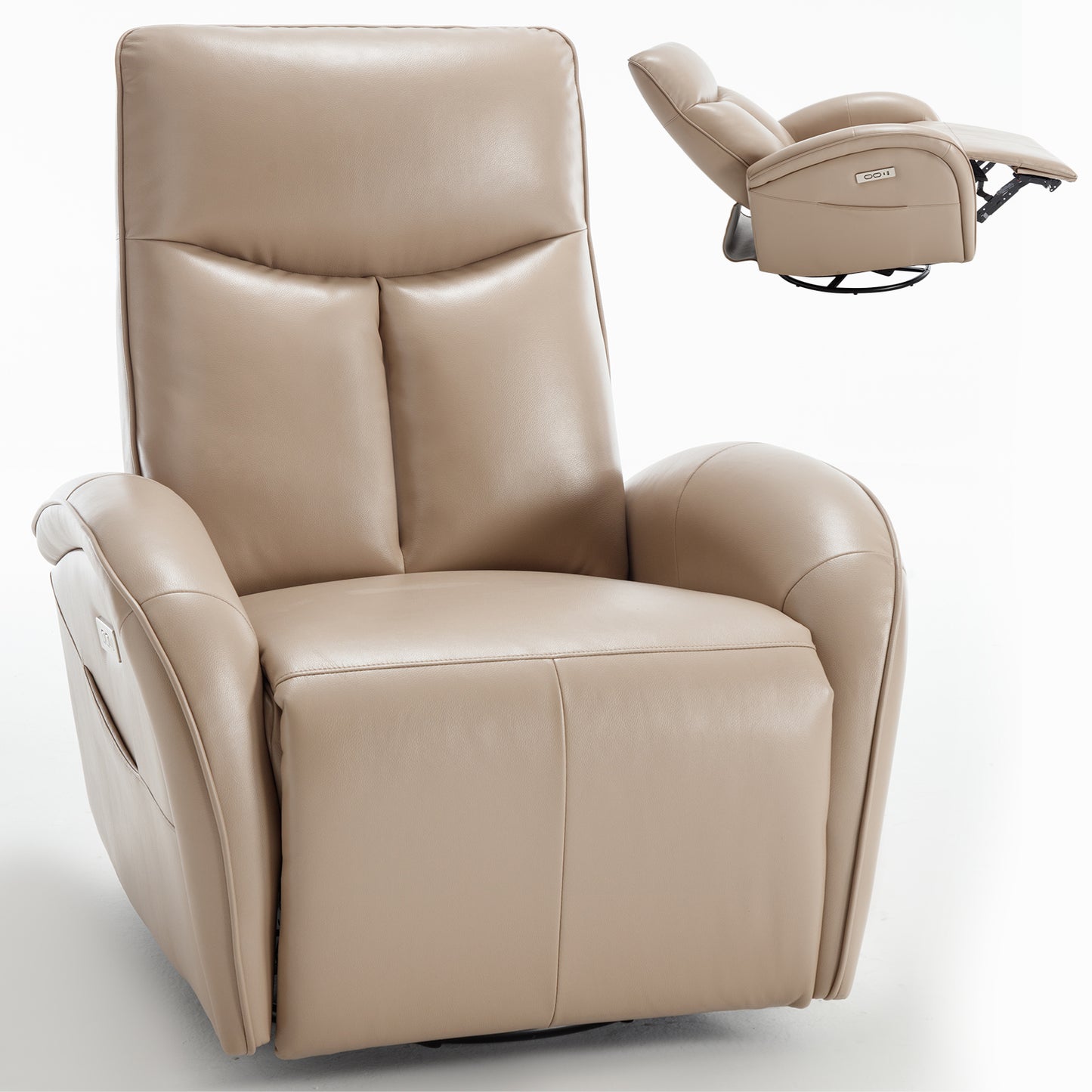 Westport Modern Leather Swivel Recliner Chair