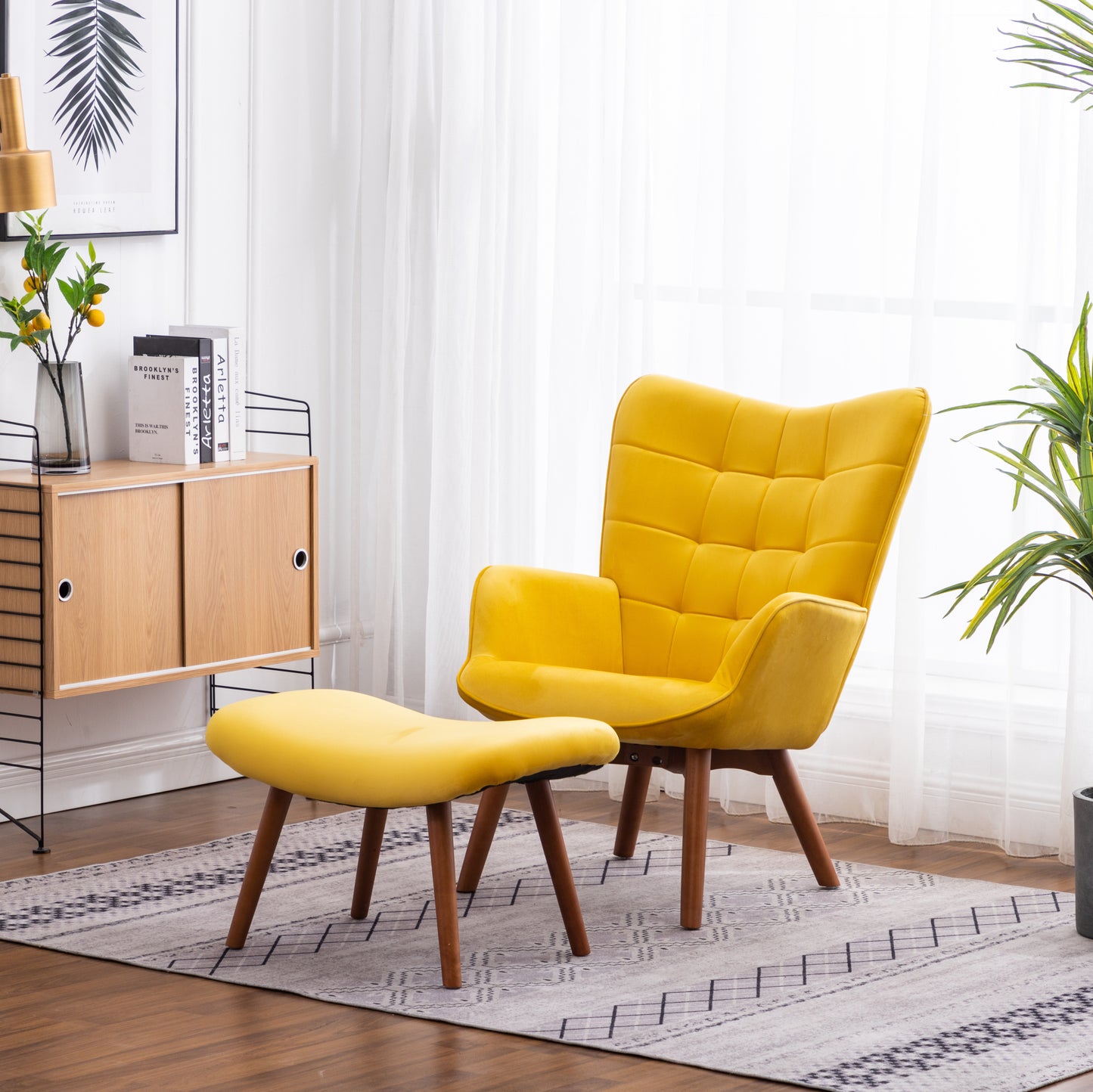 Bartholomew Contemporary Leiria Velvet Tufted Chair