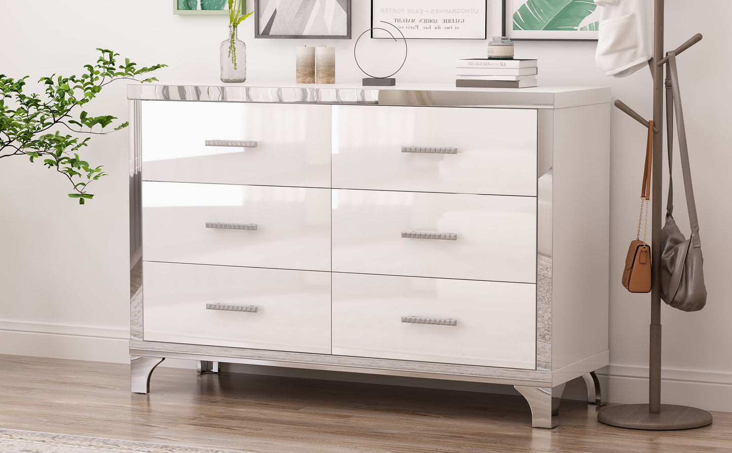 Cleo Modern Mirrored Storage Cabinet