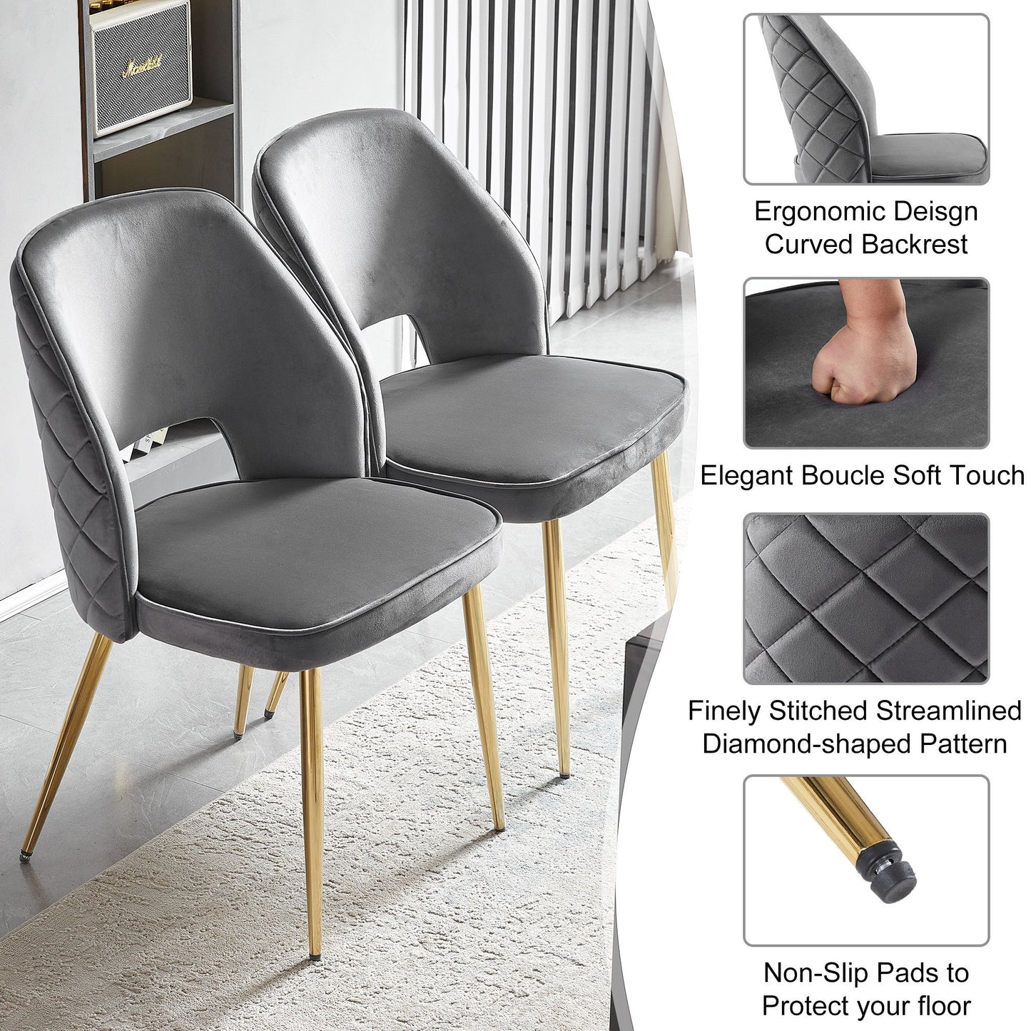 Jiron Modern Upholstered Velvet Dining Chairs
