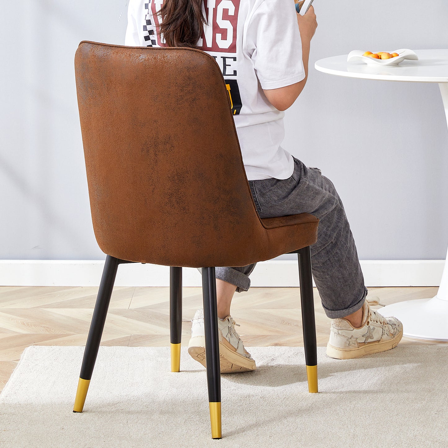 Justo Contemporary Velvet Metal legs Dining Chairs