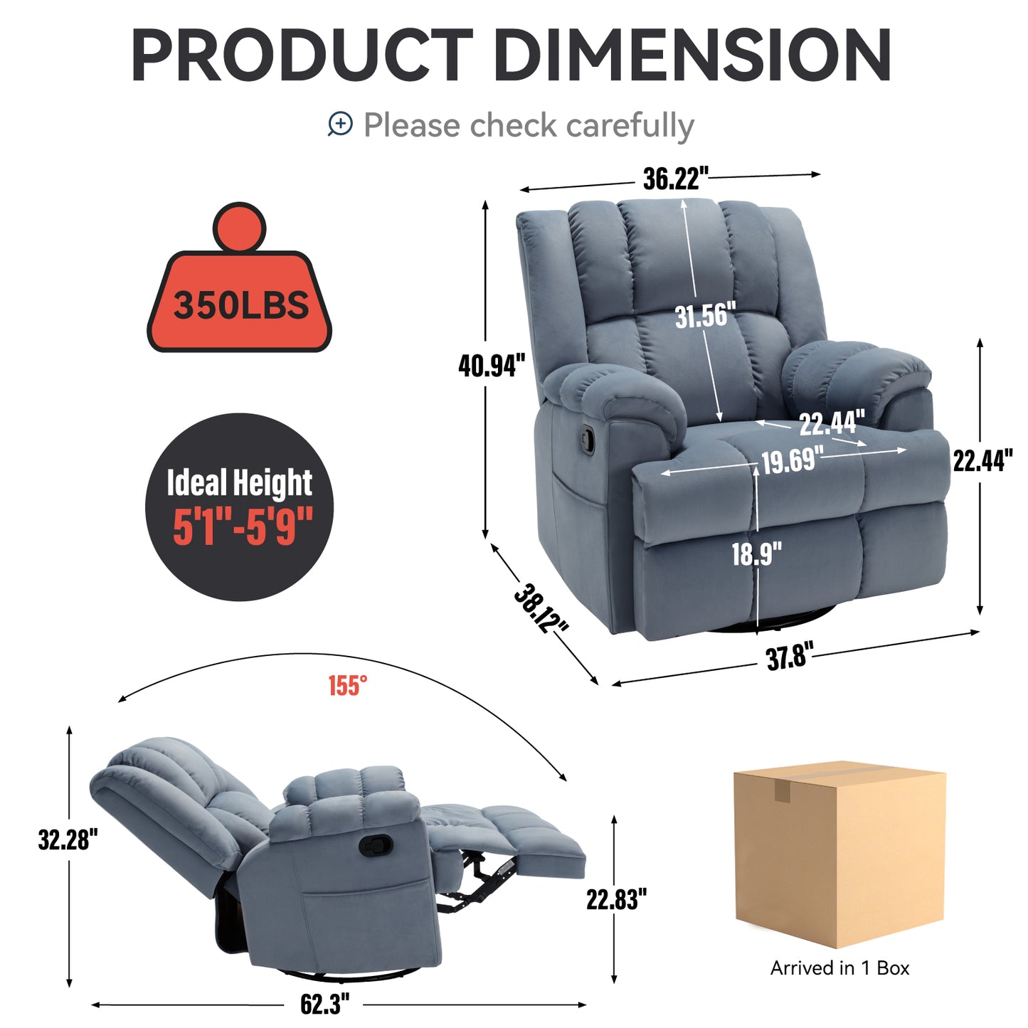 Irvington Modern Fabric Recliner Sofa Chair