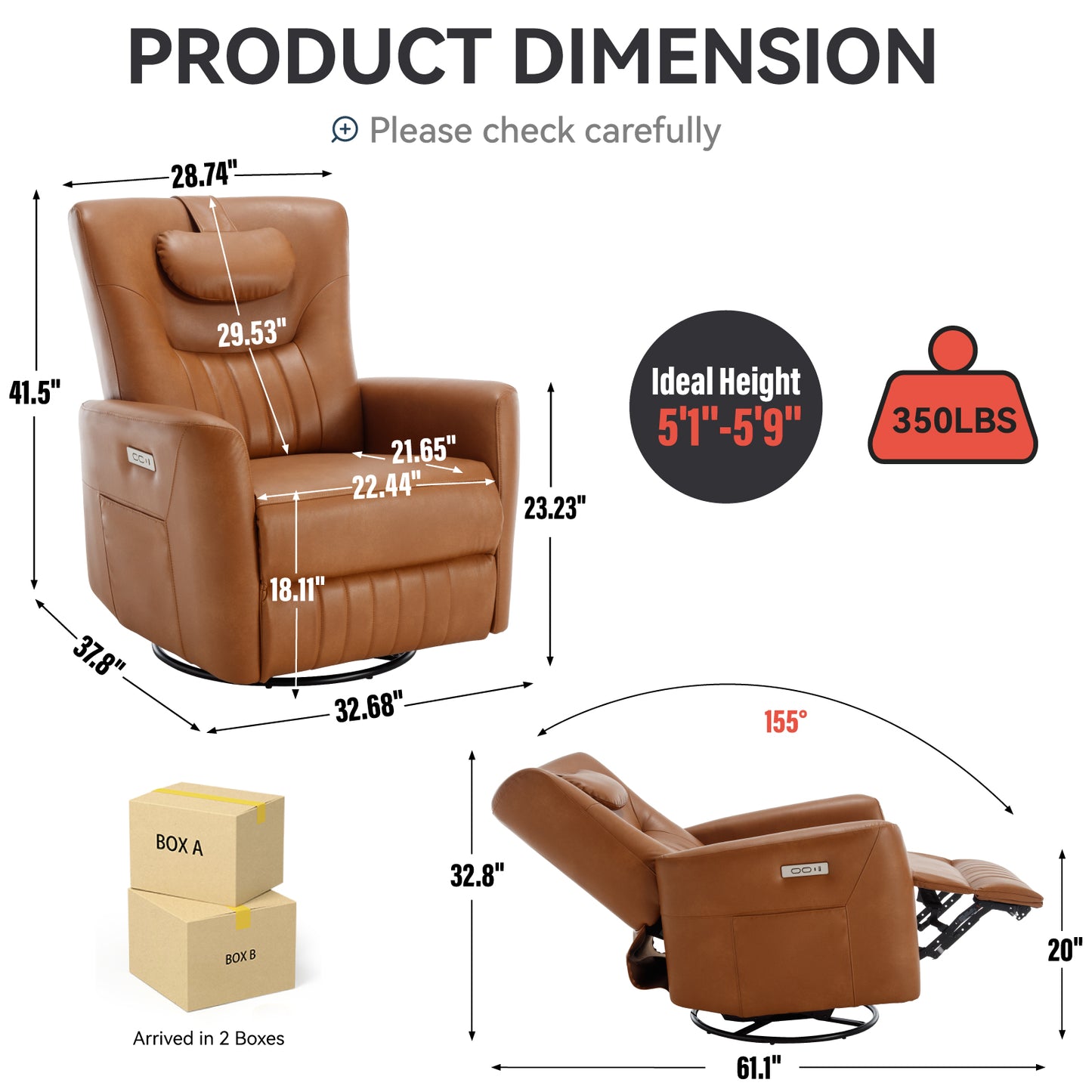 Oakridge Modern Leatheraire Swivel Recliner Chair