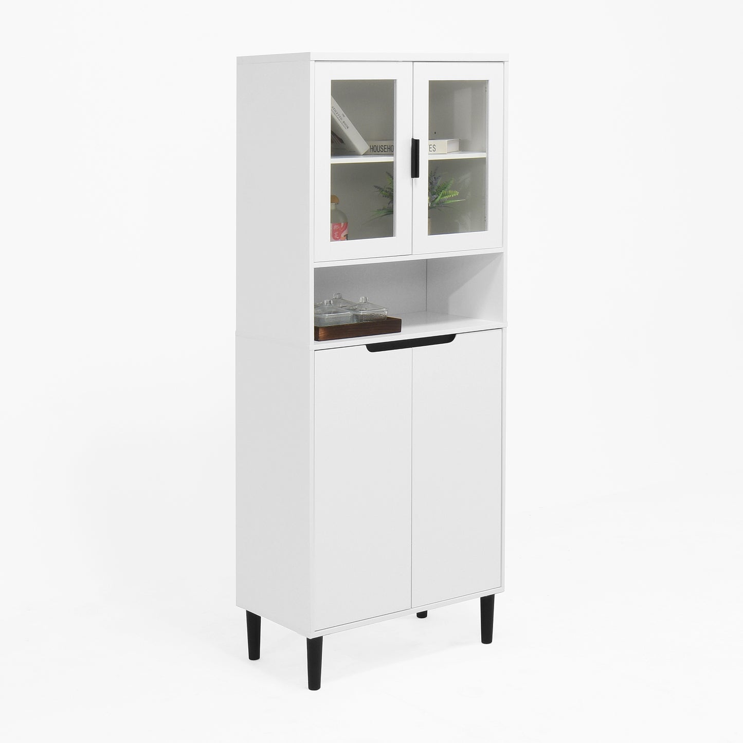 Calista Modern Tempered Glass Storage Cabinet
