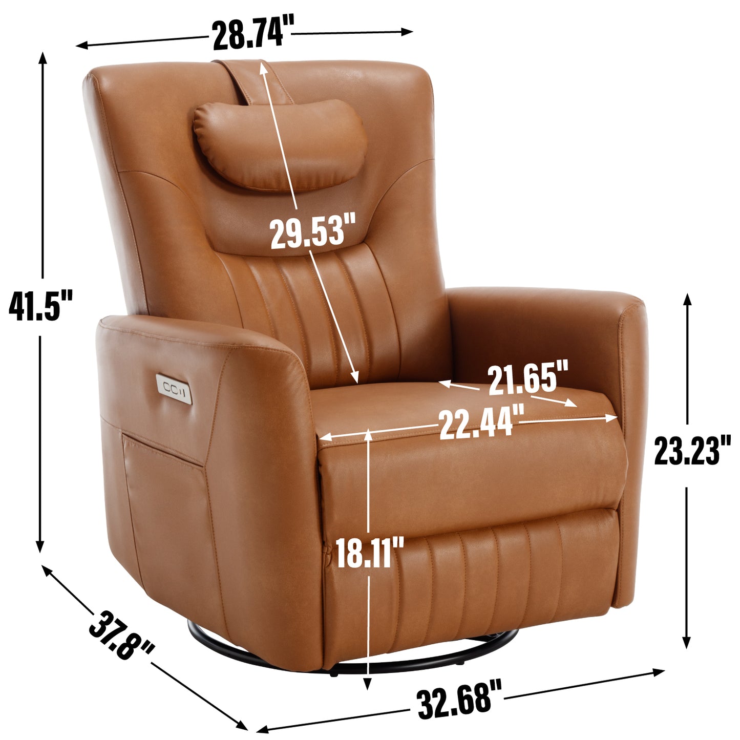 Oakridge Modern Leatheraire Swivel Recliner Chair