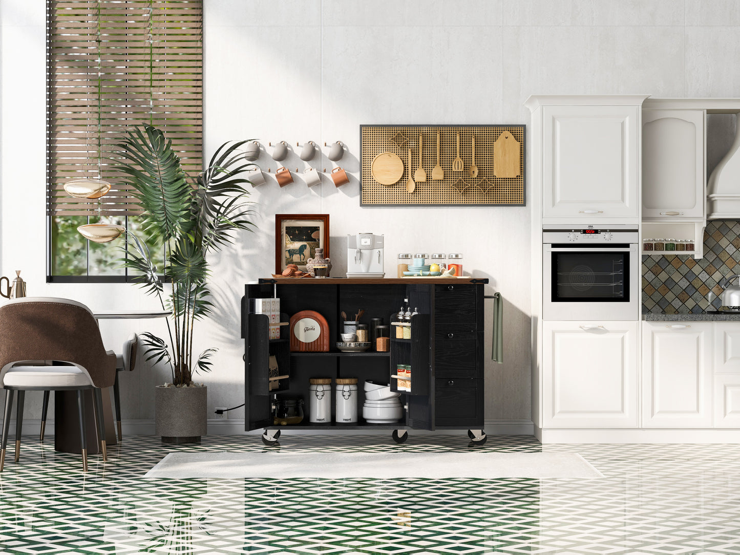 Westport Modern Farmhouse Rolling Kitchen Cart
