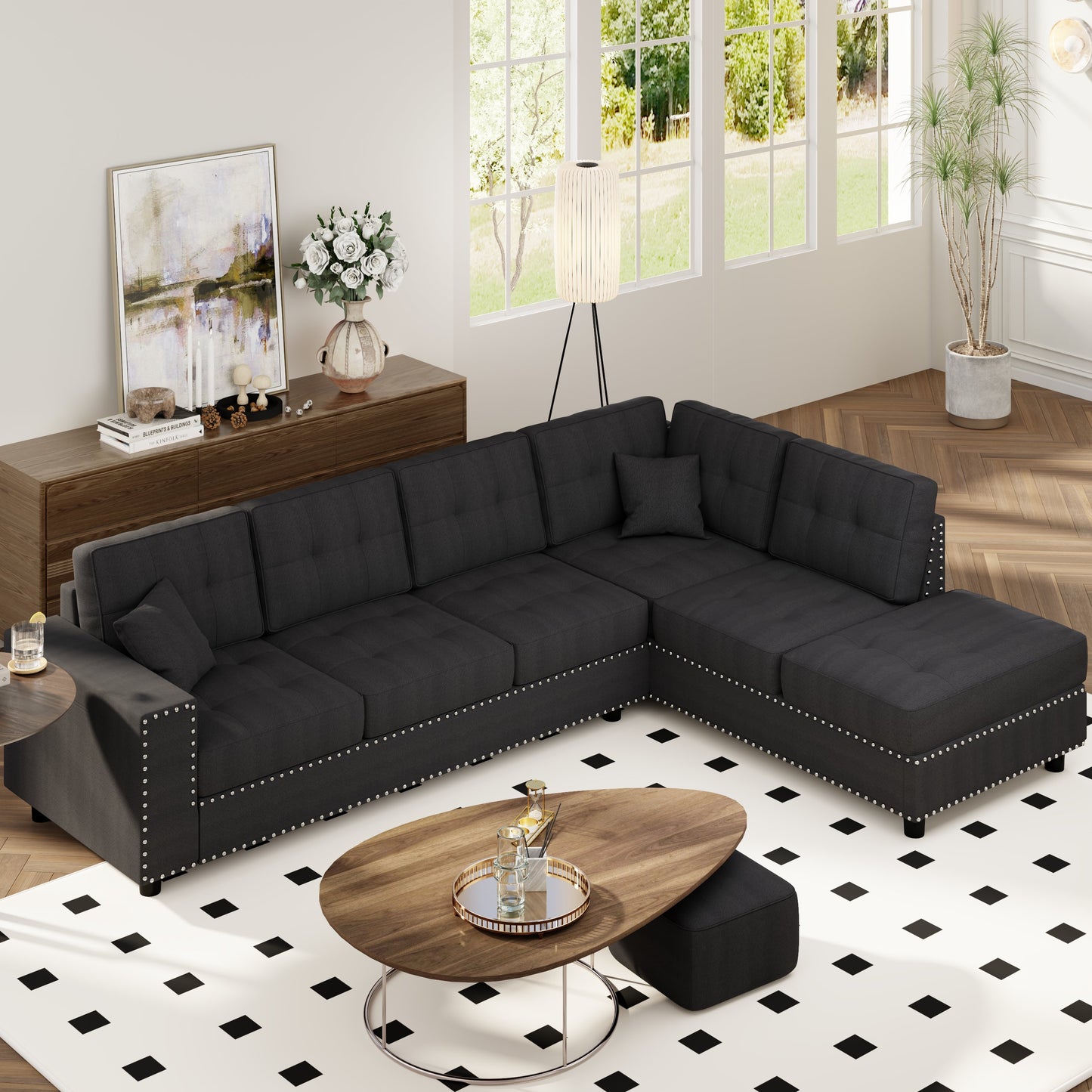 Calista Mid-Century L-Shaped Modular Sofa