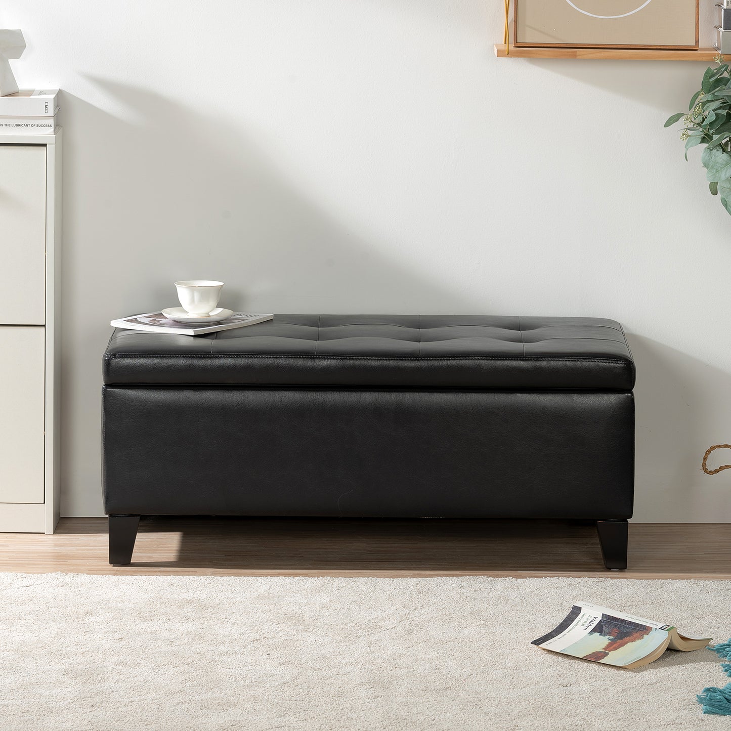 Justo Modern Faux Leather Ottoman
