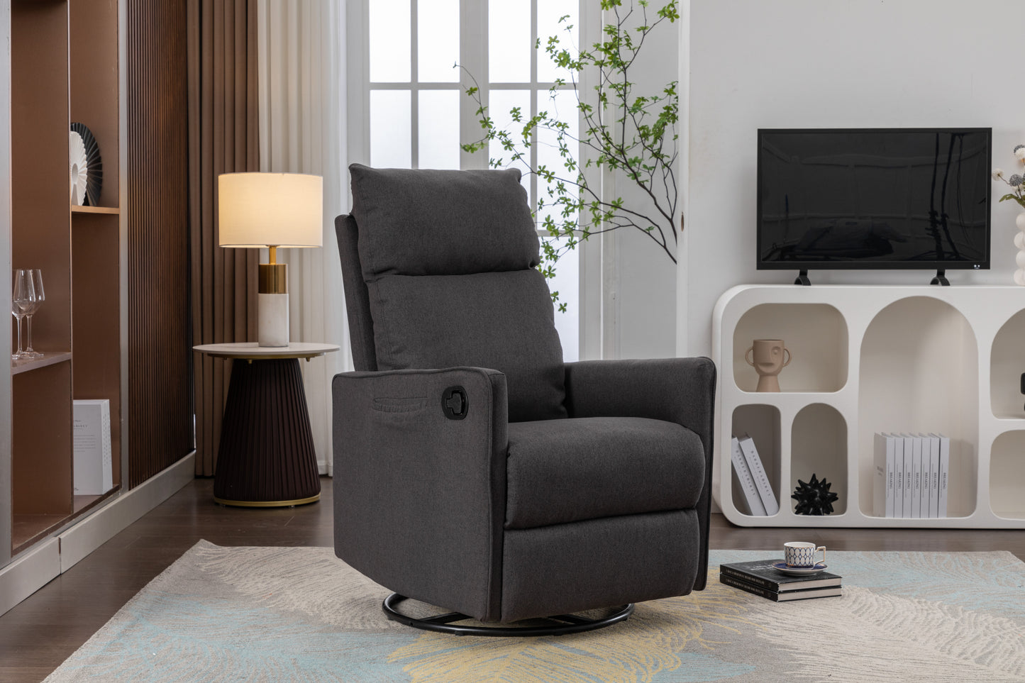 Amity Modern Cotton Linen Rocking Chair
