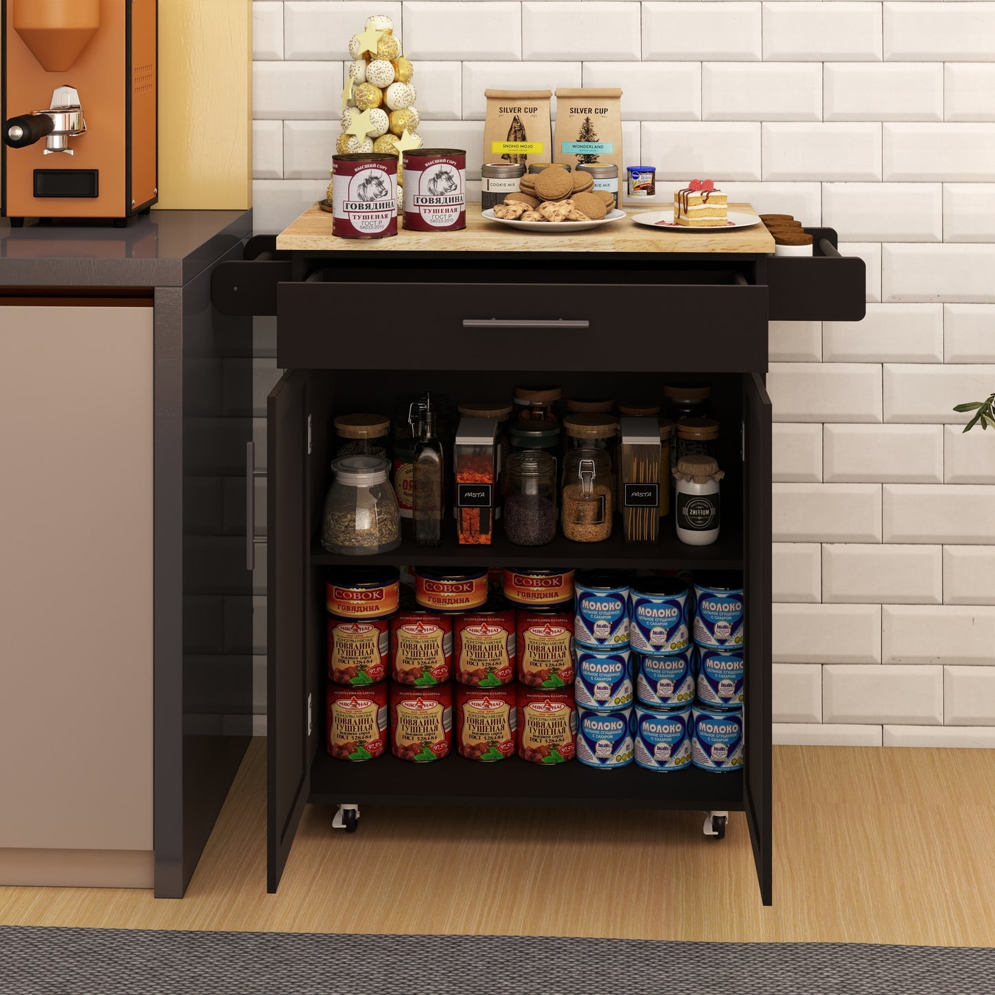 Marites Modern Rolling Kitchen Cart