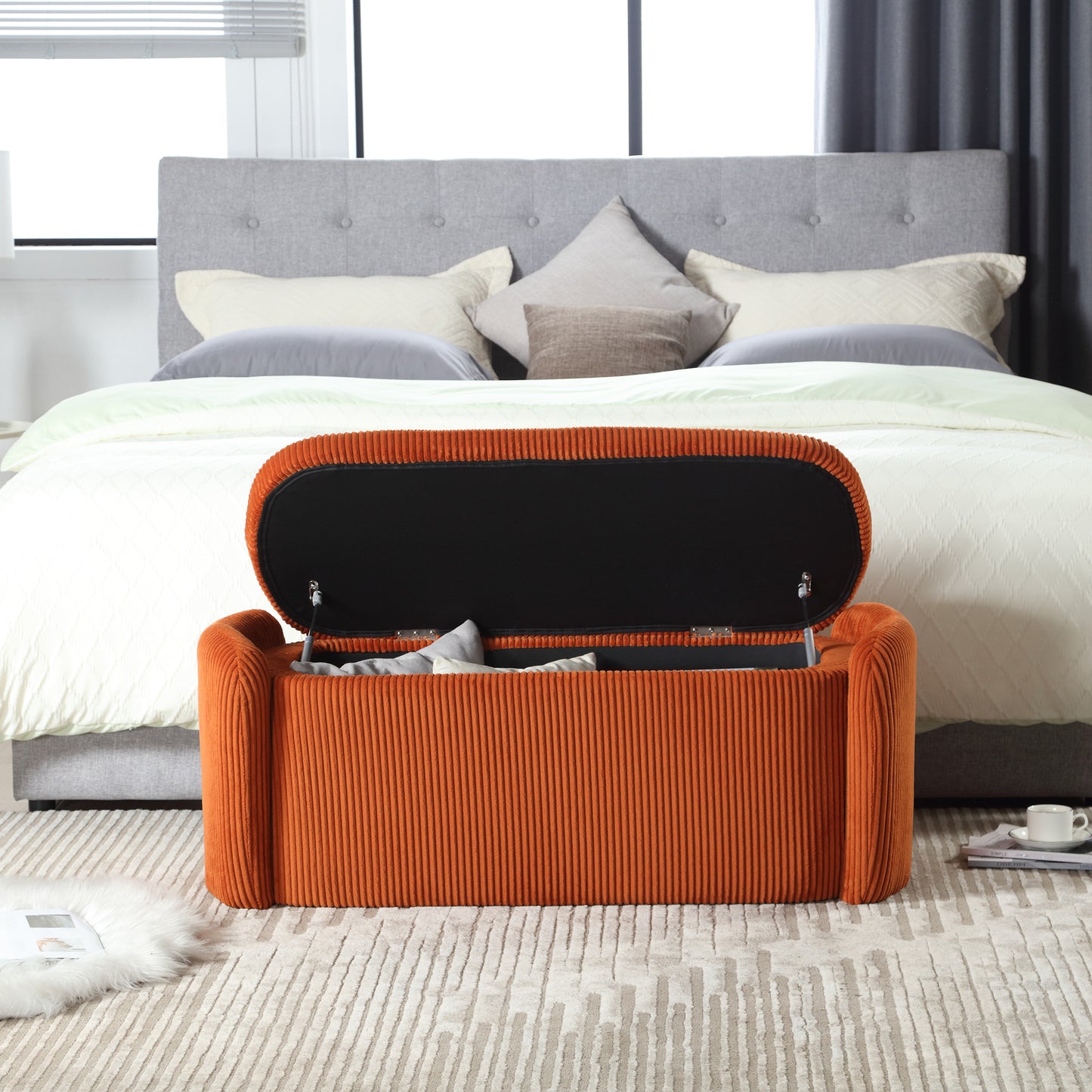 Calista Contemporary Upholstered Storage Ottoman