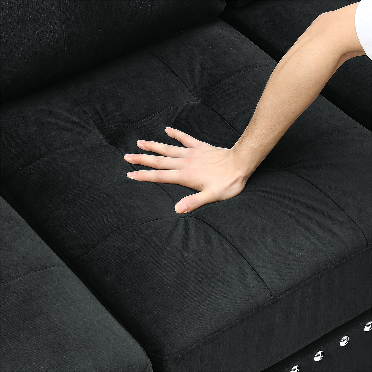 Marcel Mid-Century Elegant Sectional Sofa with Ottoman