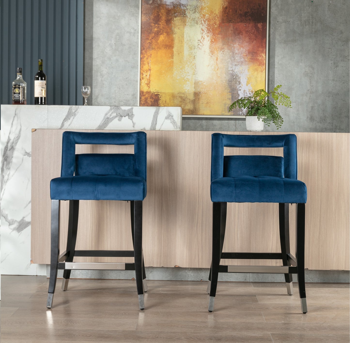 Sonoma Modern Suede Velvet Barstool Chair