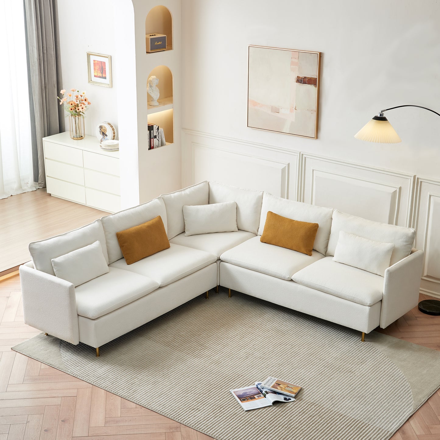 Amity Modern Teddy Fabric Sofa Sectional