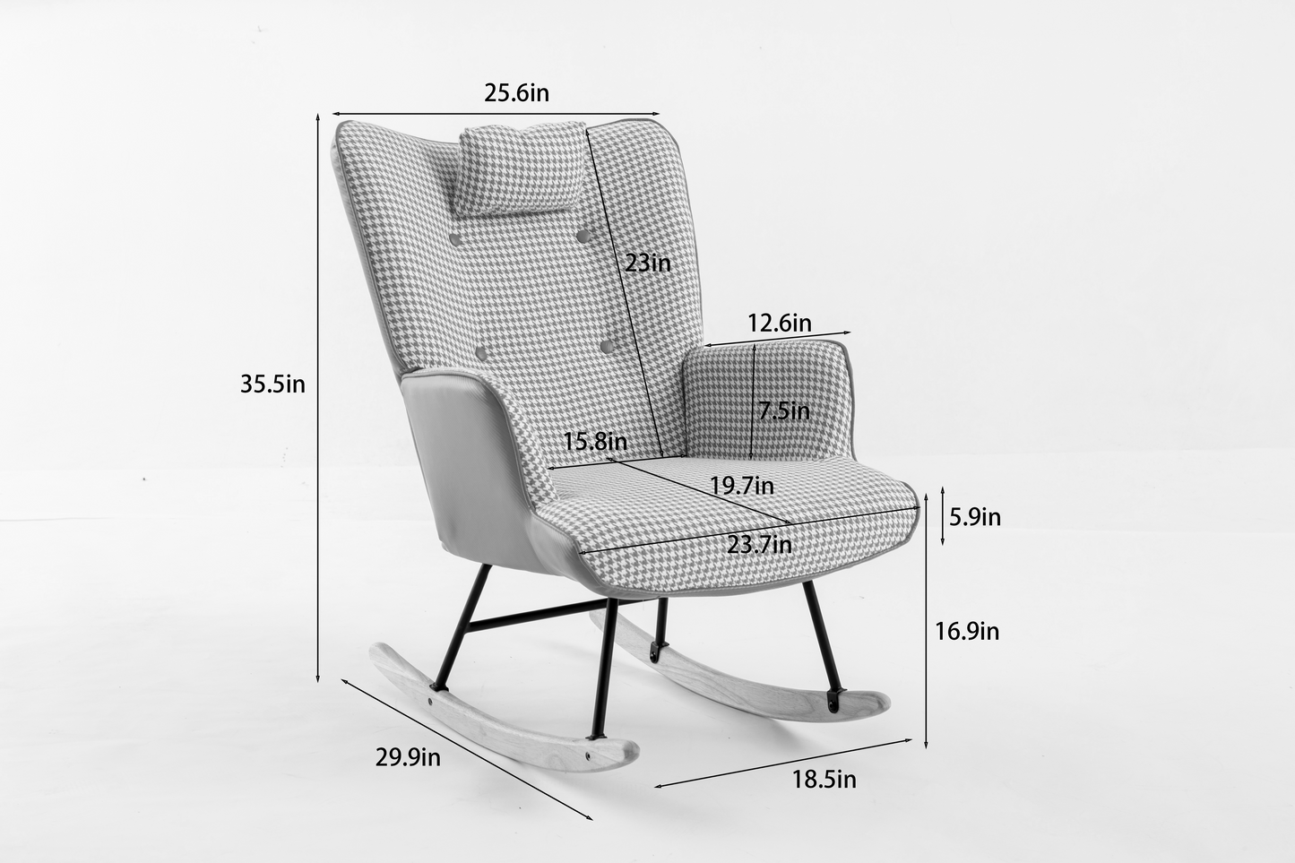 Kingsly Mid-Century Houndstooth Rocking Chair