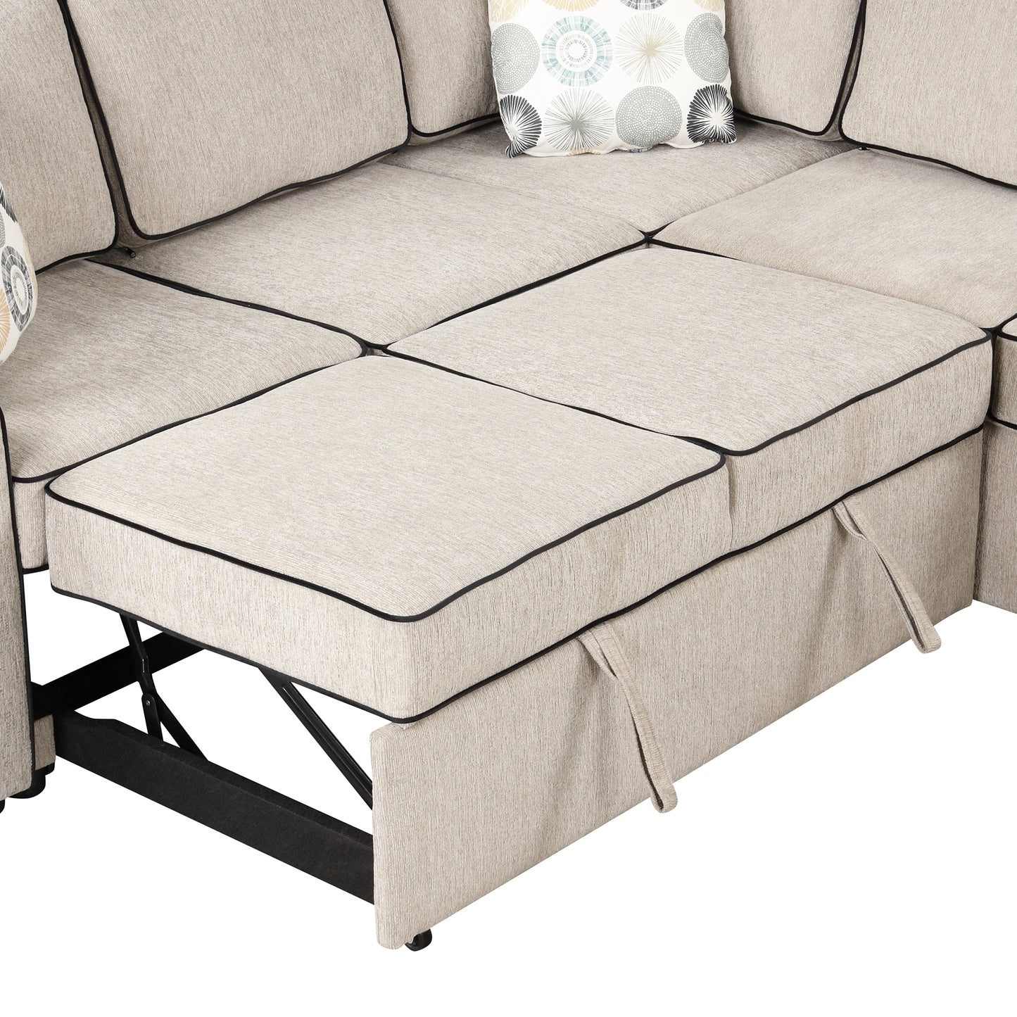 Emery Mid-Century L-Shaped Sofa Bed Sectional