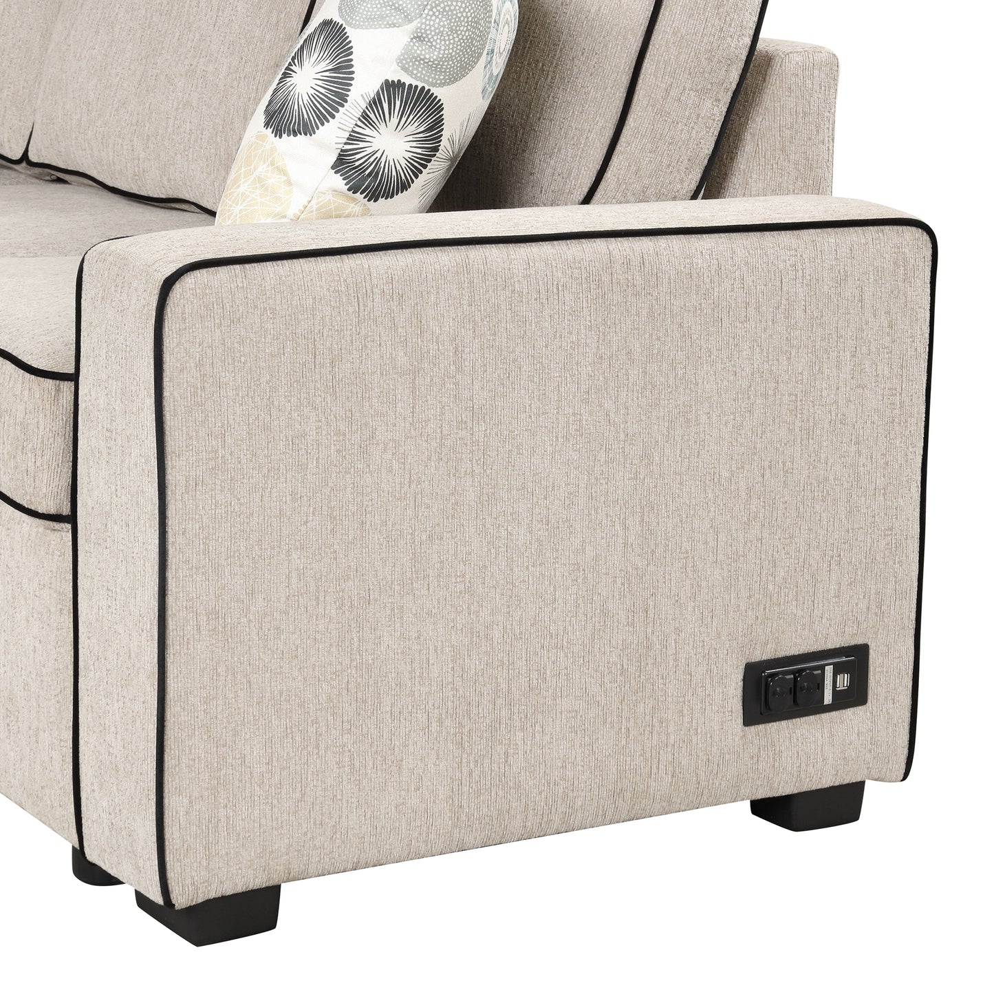 Emery Mid-Century L-Shaped Sofa Bed Sectional
