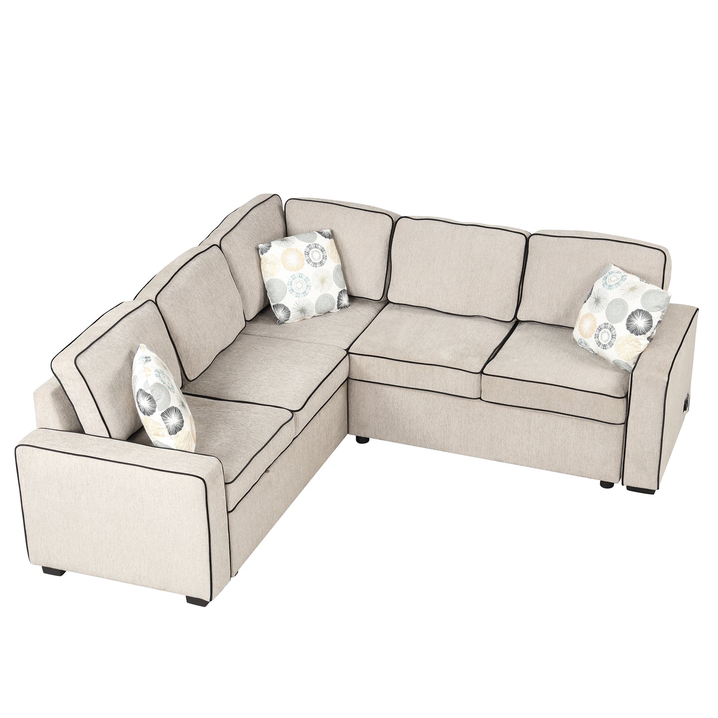 Emery Mid-Century L-Shaped Sofa Bed Sectional