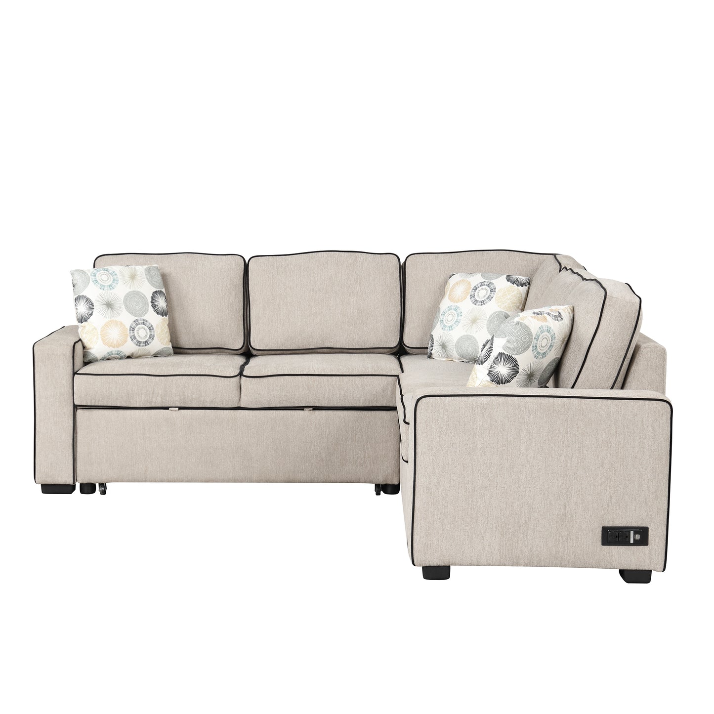 Emery Mid-Century L-Shaped Sofa Bed Sectional