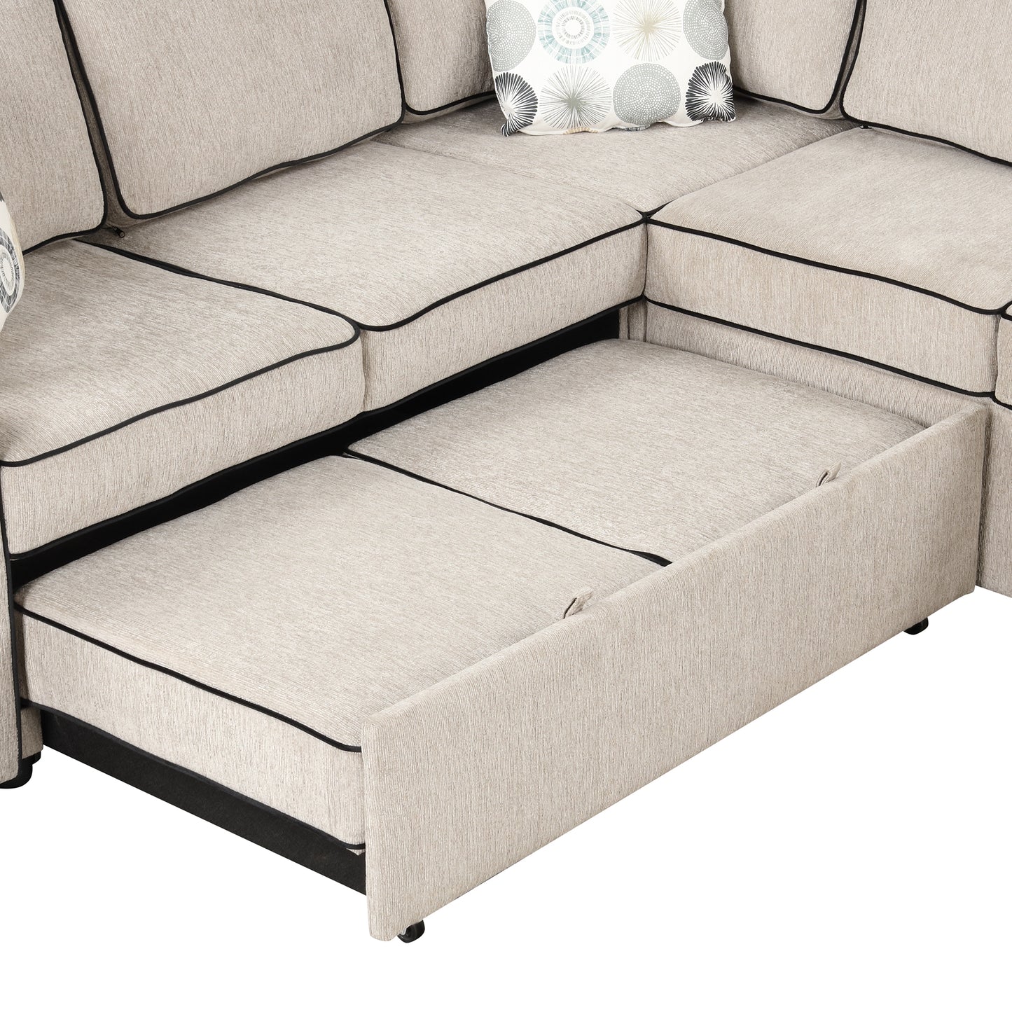 Emery Mid-Century L-Shaped Sofa Bed Sectional