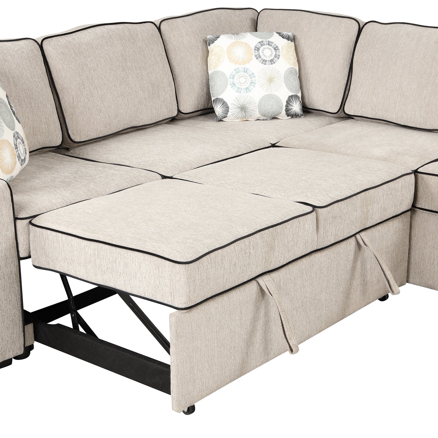 Emery Mid-Century L-Shaped Sofa Bed Sectional