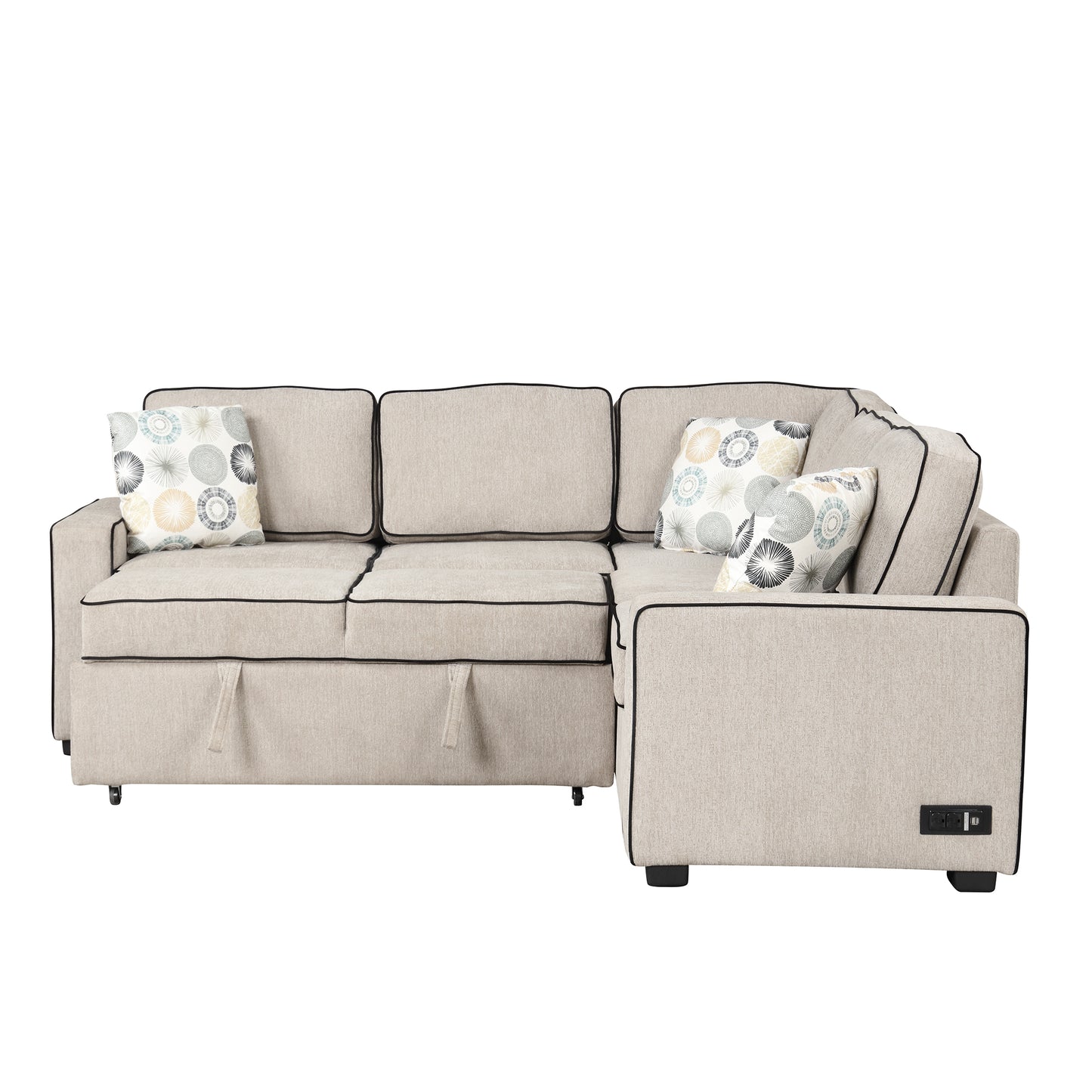 Emery Mid-Century L-Shaped Sofa Bed Sectional