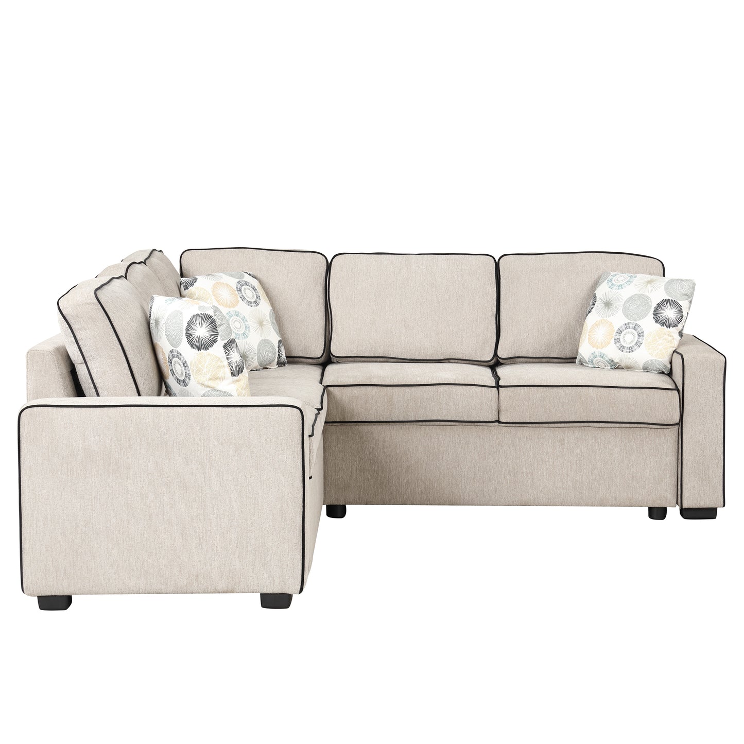 Emery Mid-Century L-Shaped Sofa Bed Sectional