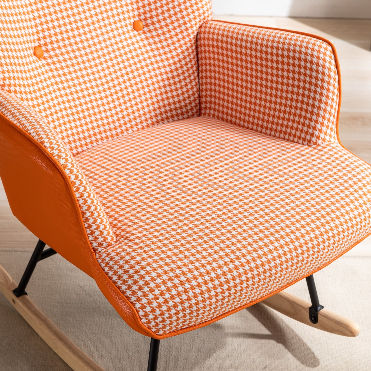 Kingsly Mid-Century Houndstooth Rocking Chair