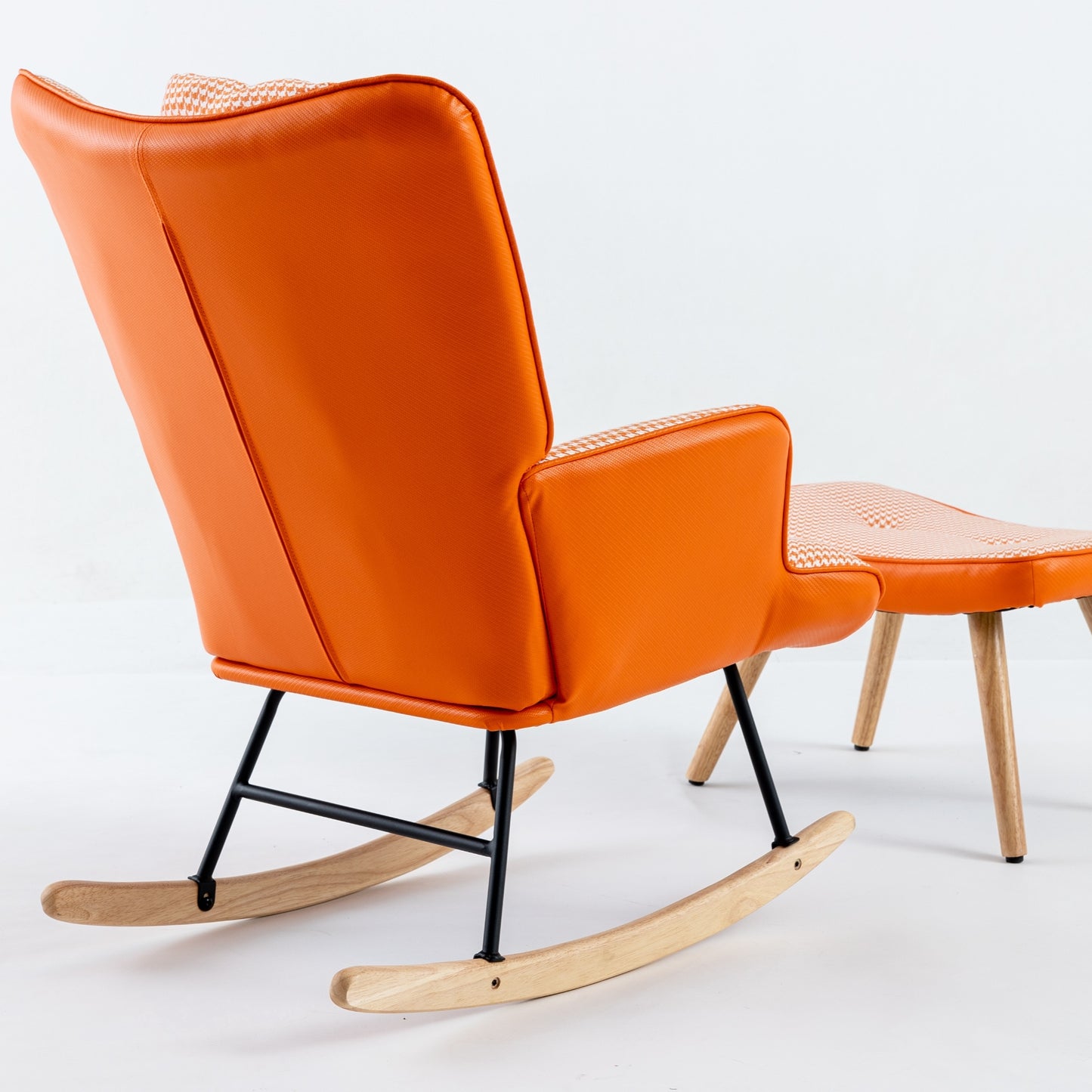 Kingsly Mid-Century Houndstooth Rocking Chair