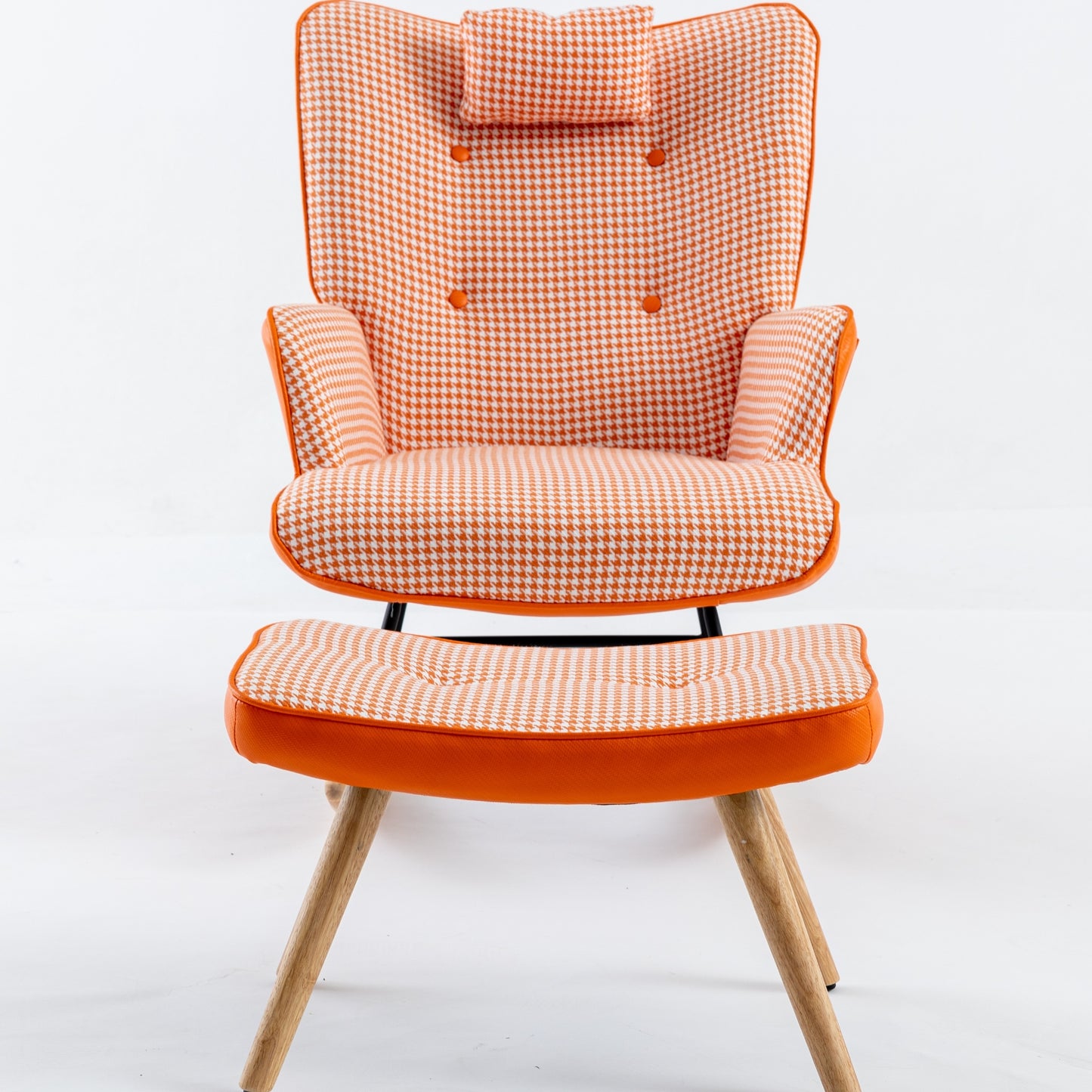 Kingsly Mid-Century Houndstooth Rocking Chair