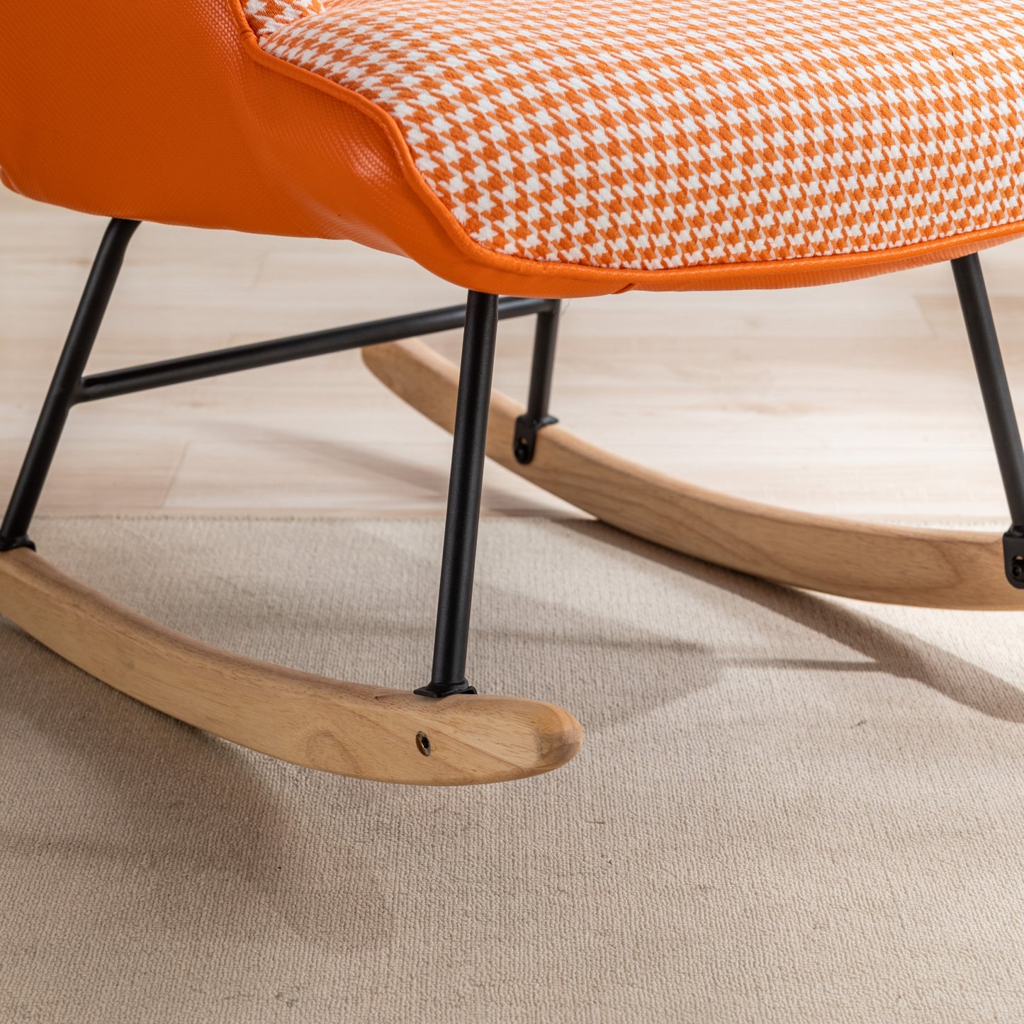 Kingsly Mid-Century Houndstooth Rocking Chair