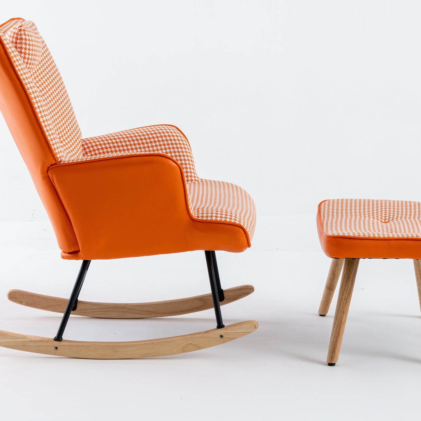 Kingsly Mid-Century Houndstooth Rocking Chair