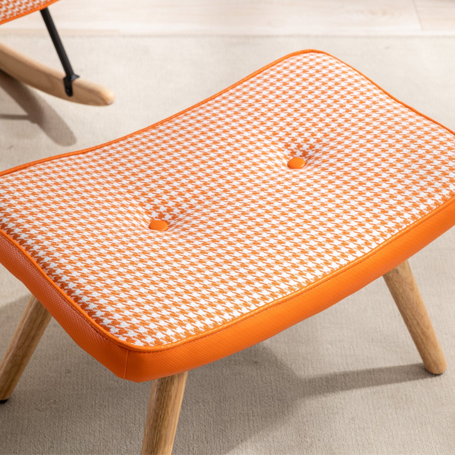Kingsly Mid-Century Houndstooth Rocking Chair