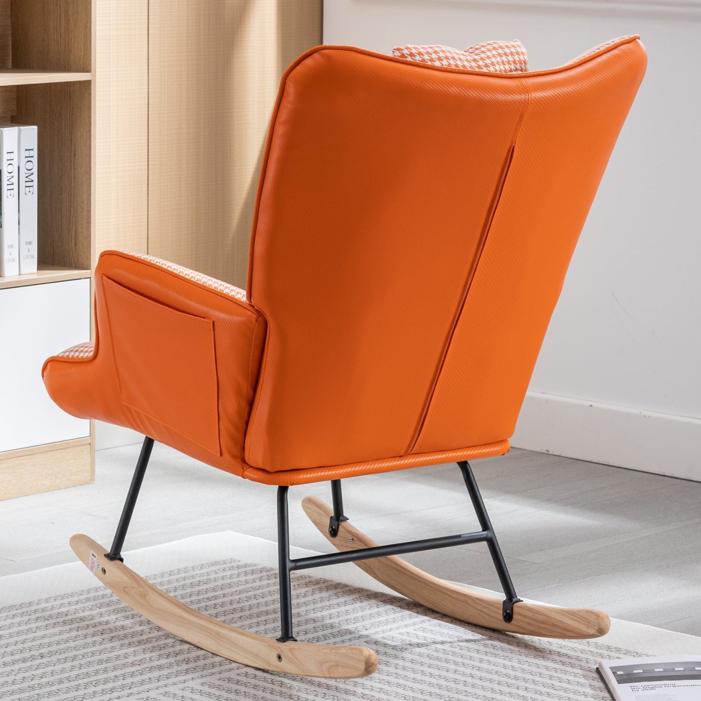 Kingsly Mid-Century Houndstooth Rocking Chair