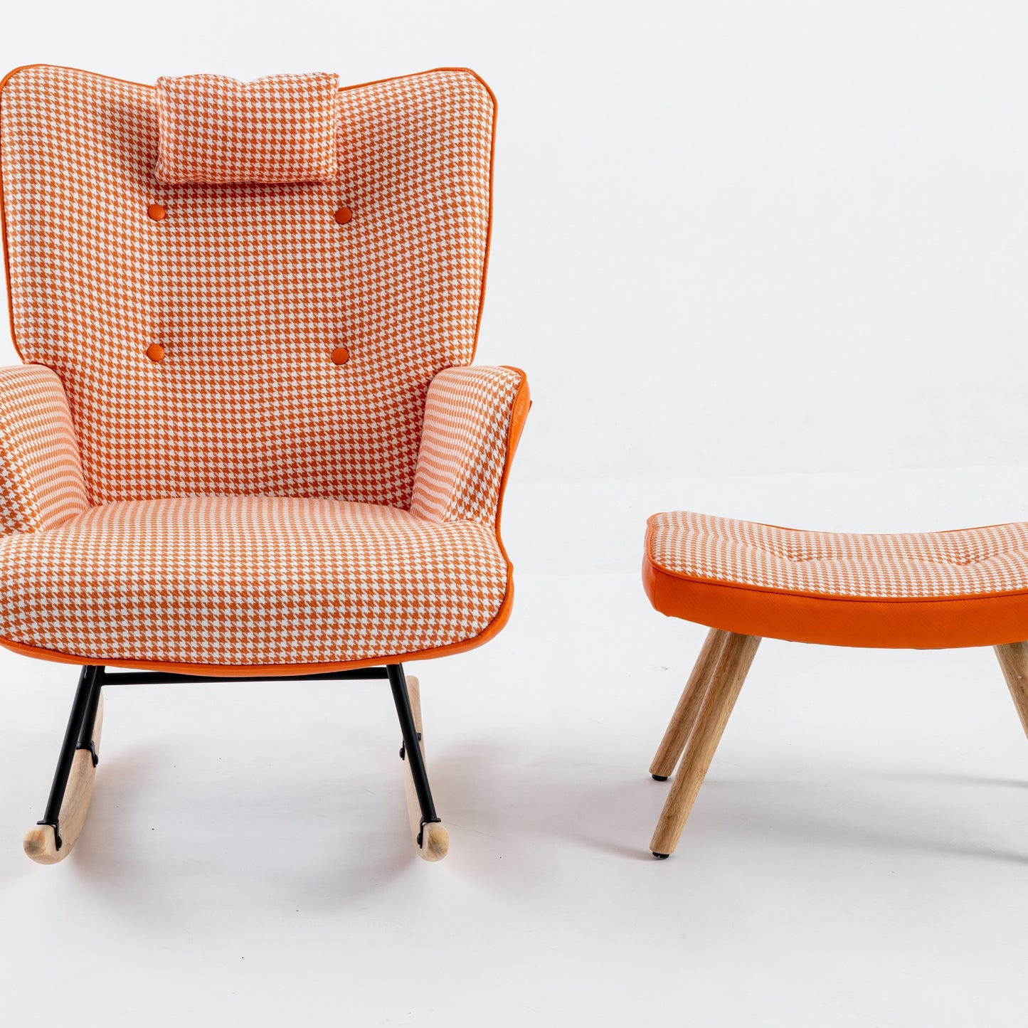 Kingsly Mid-Century Houndstooth Rocking Chair