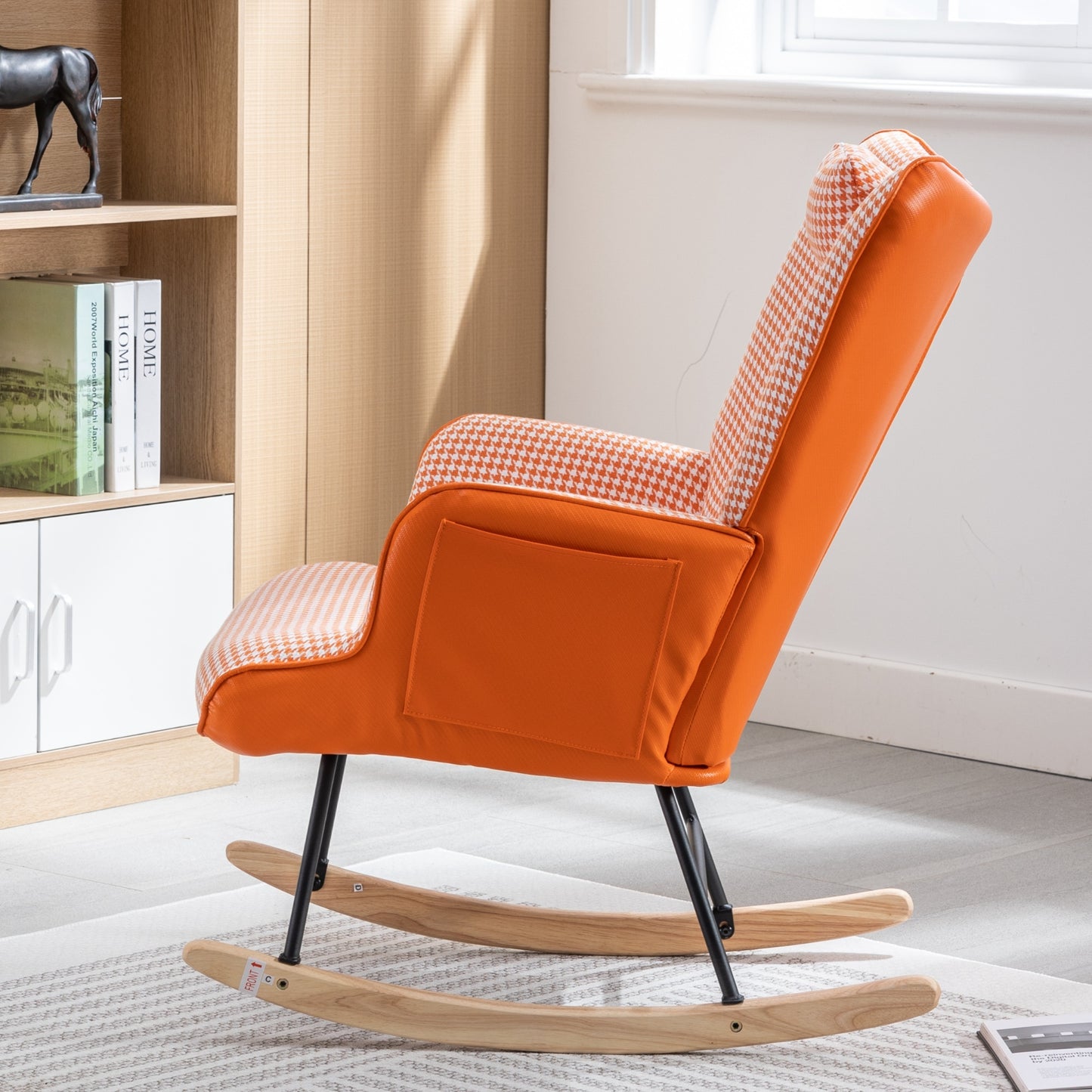 Kingsly Mid-Century Houndstooth Rocking Chair