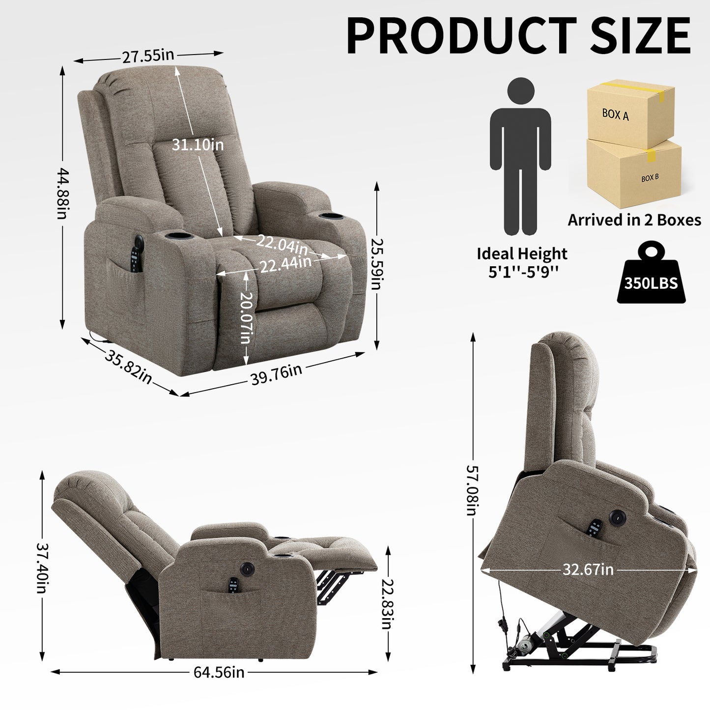 Westport Modern Vibration Power Lift Recliner