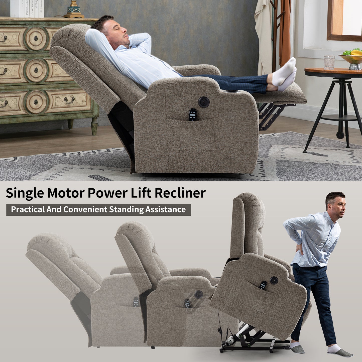 Westport Modern Vibration Power Lift Recliner