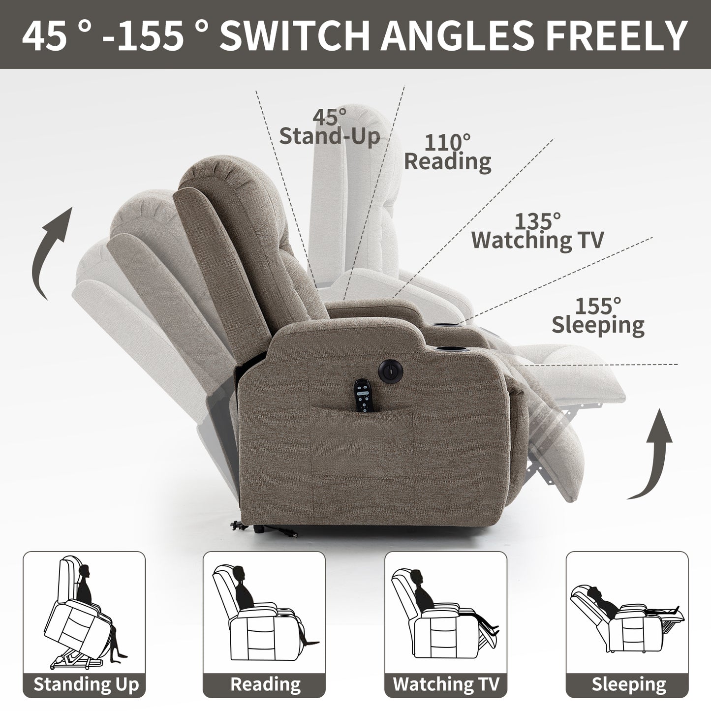 Westport Modern Vibration Power Lift Recliner