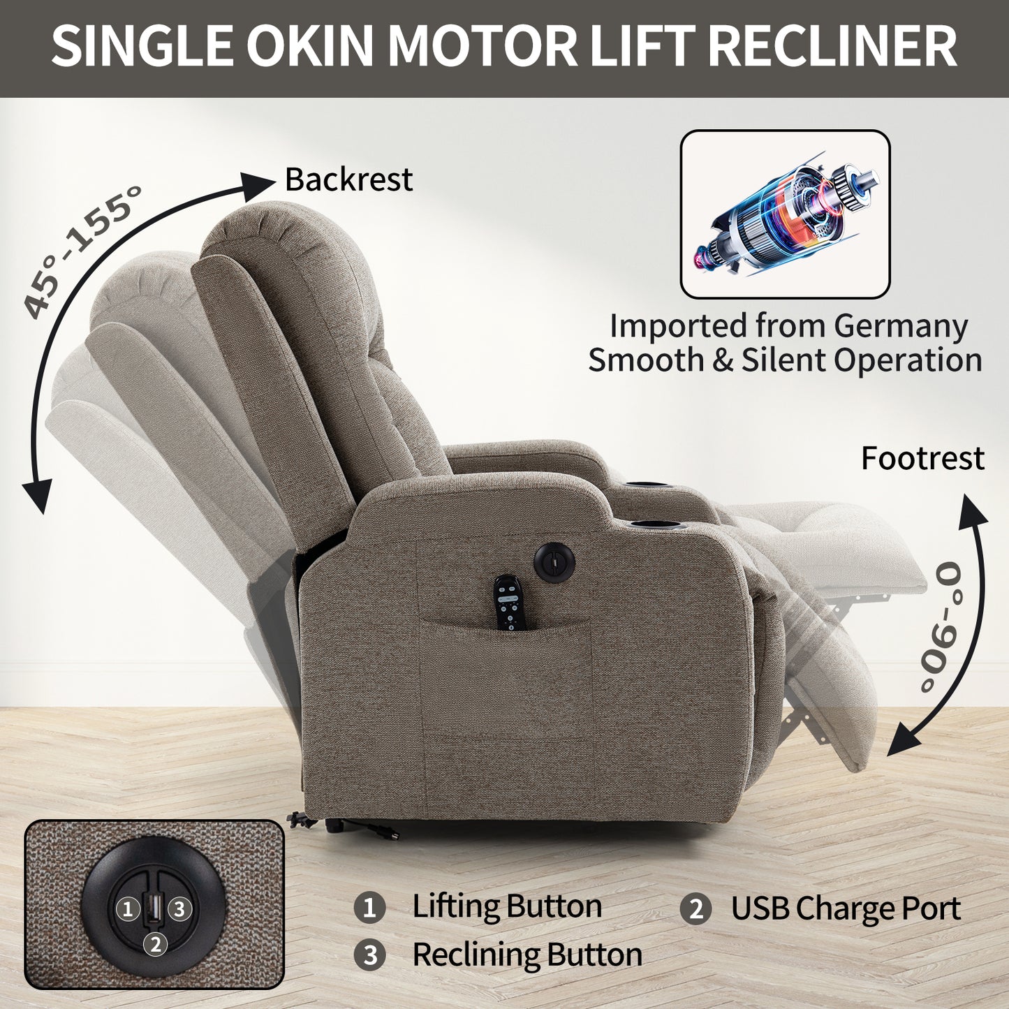 Westport Modern Vibration Power Lift Recliner