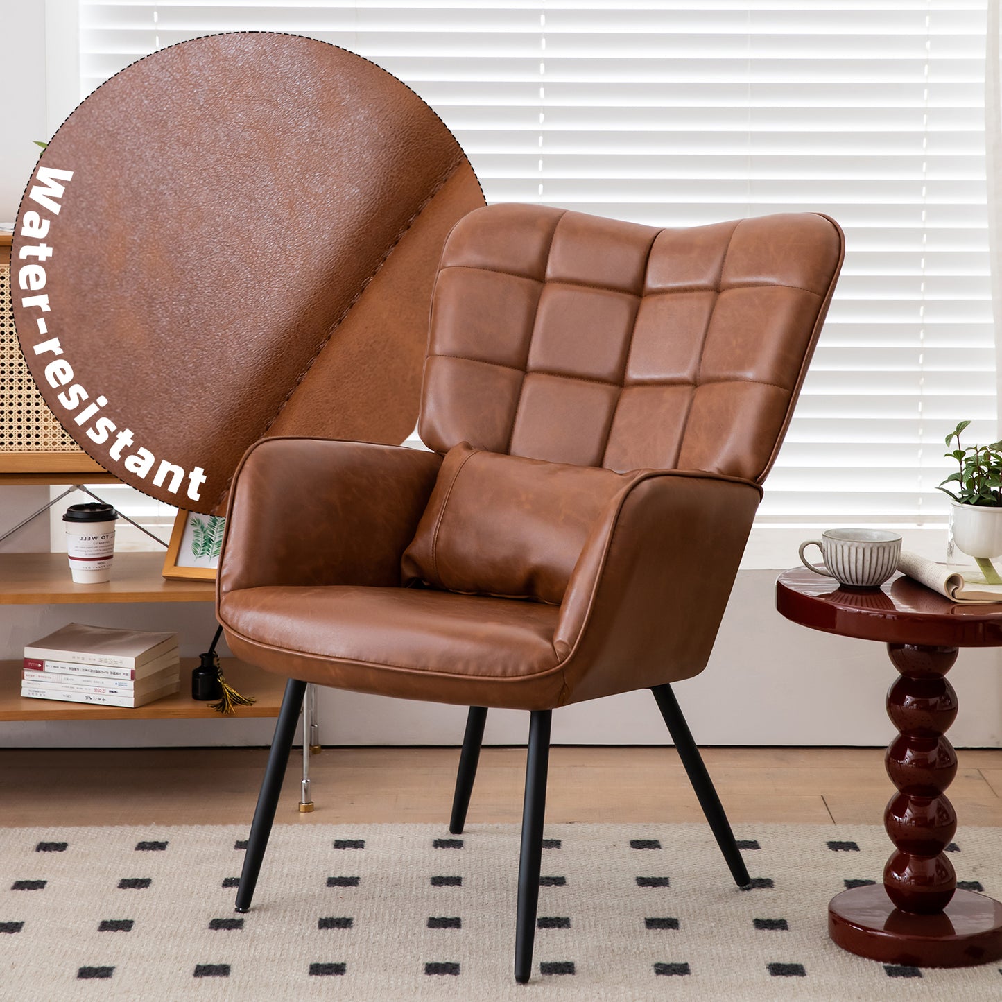 Lazzareschi Contemporary Bonded Leather Accent Chair