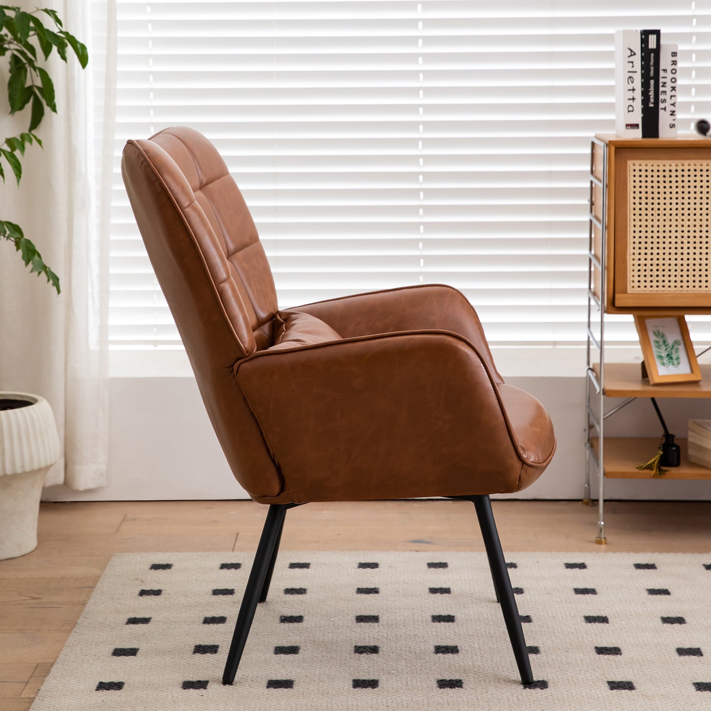 Lazzareschi Contemporary Bonded Leather Accent Chair
