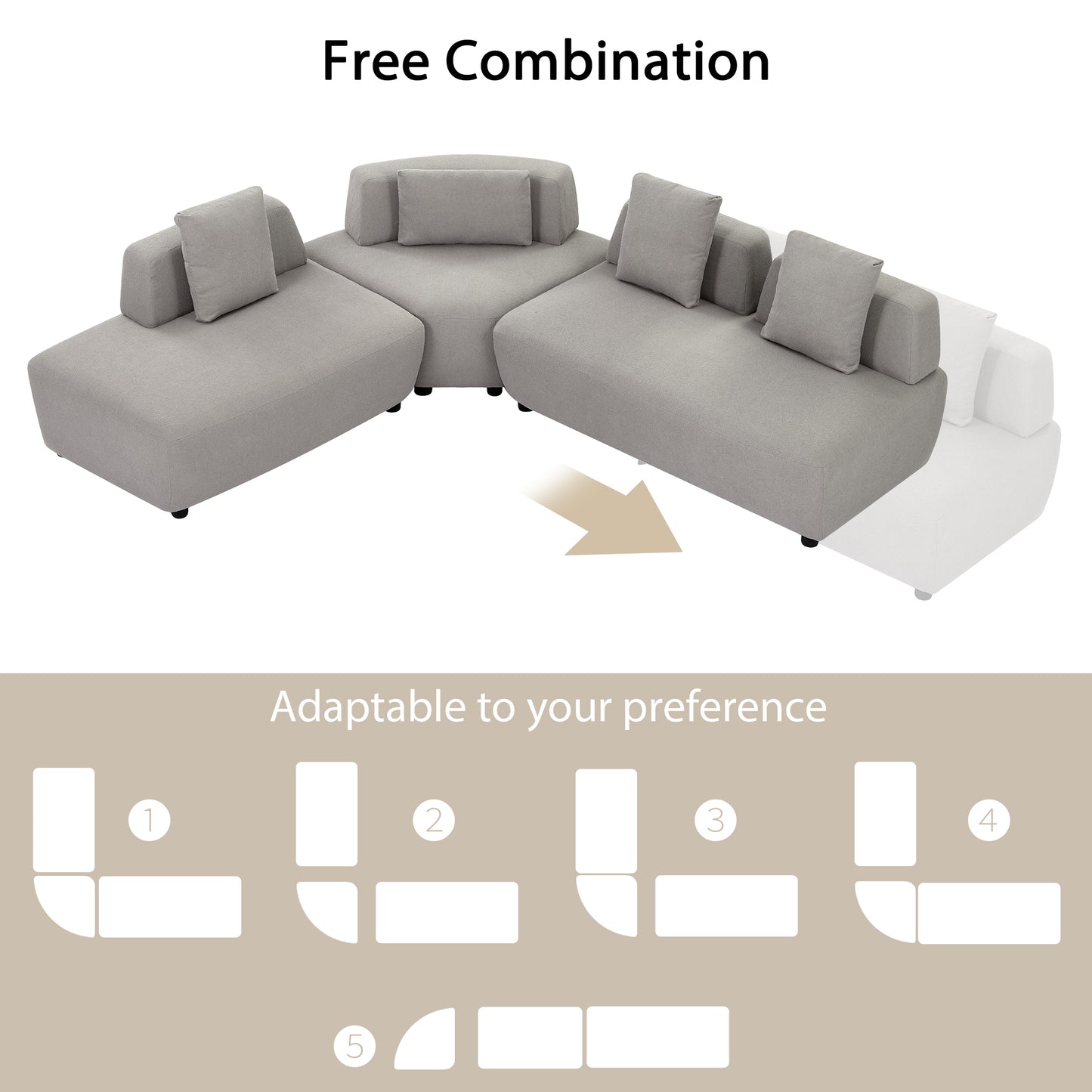 Napa Contemporary 3-piece Convertible Sectional