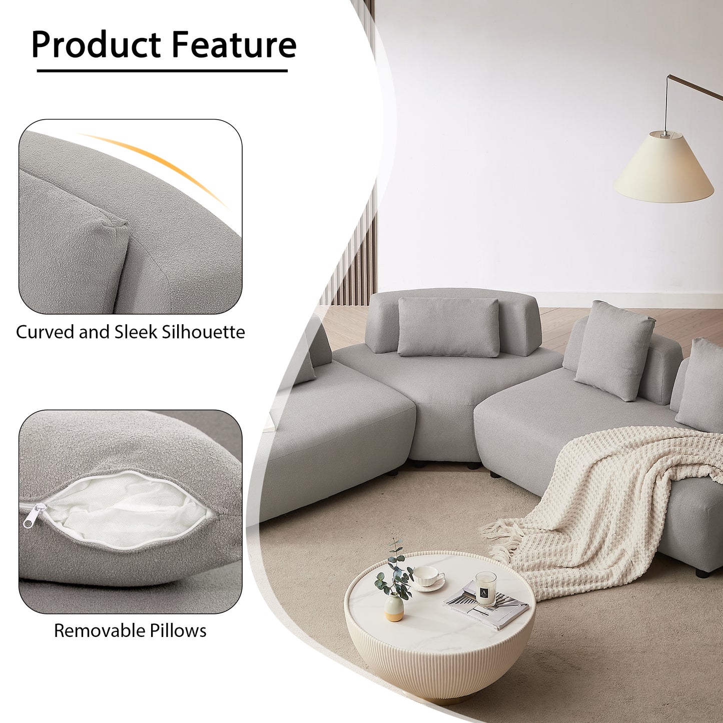 Napa Contemporary 3-piece Convertible Sectional