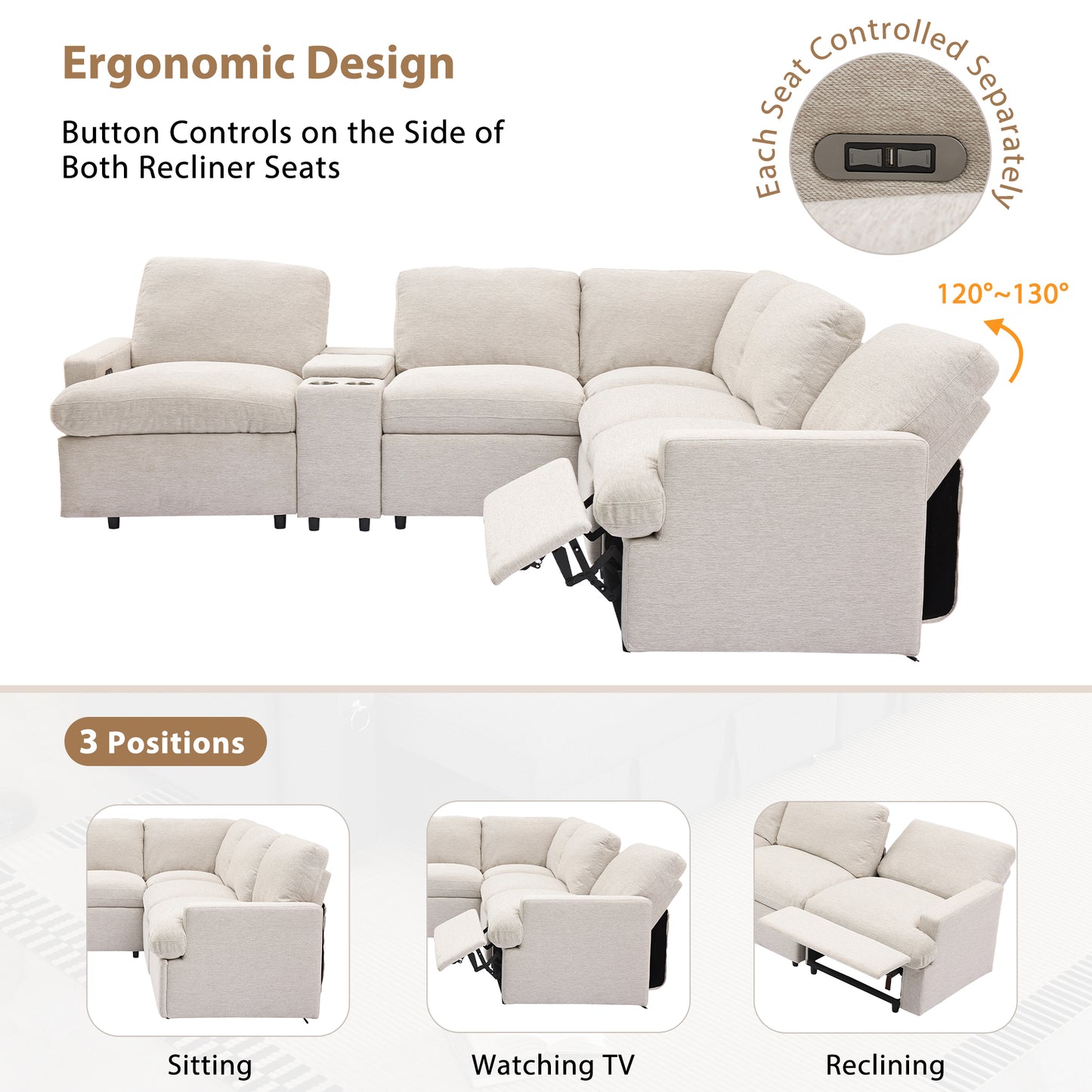 Fremont Modern Power Recliner Sectional Sofa