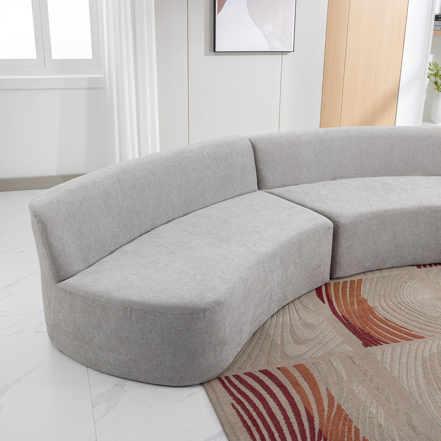 Healdsburg Contemporary Chenille Curved Sectional
