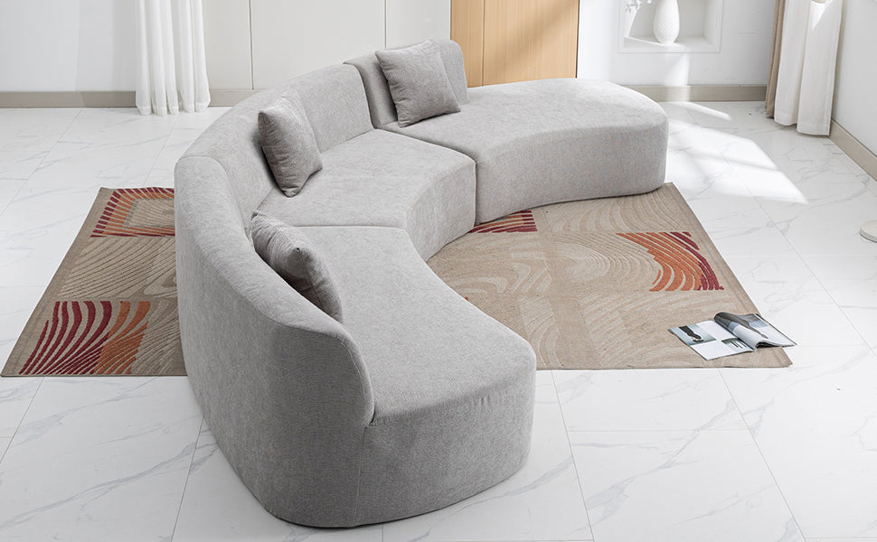 Healdsburg Contemporary Chenille Curved Sectional