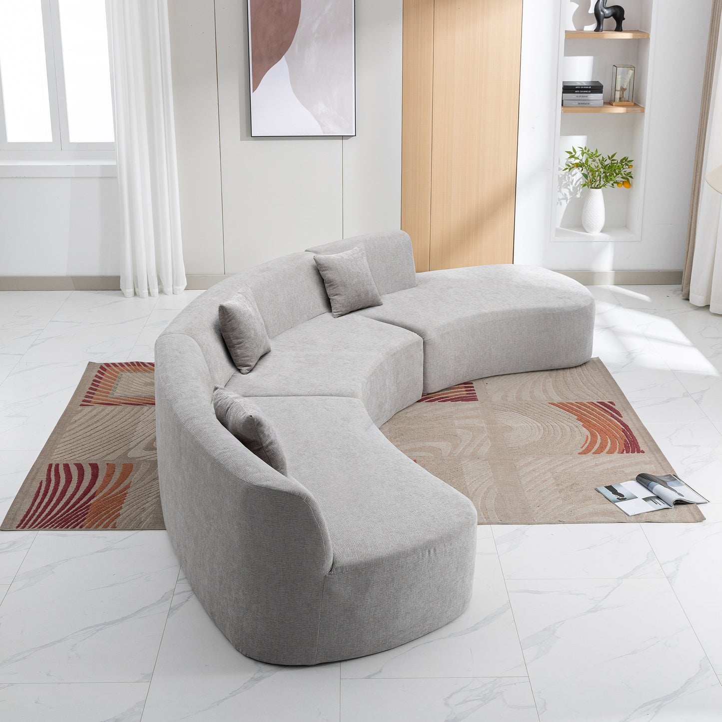 Healdsburg Contemporary Chenille Curved Sectional